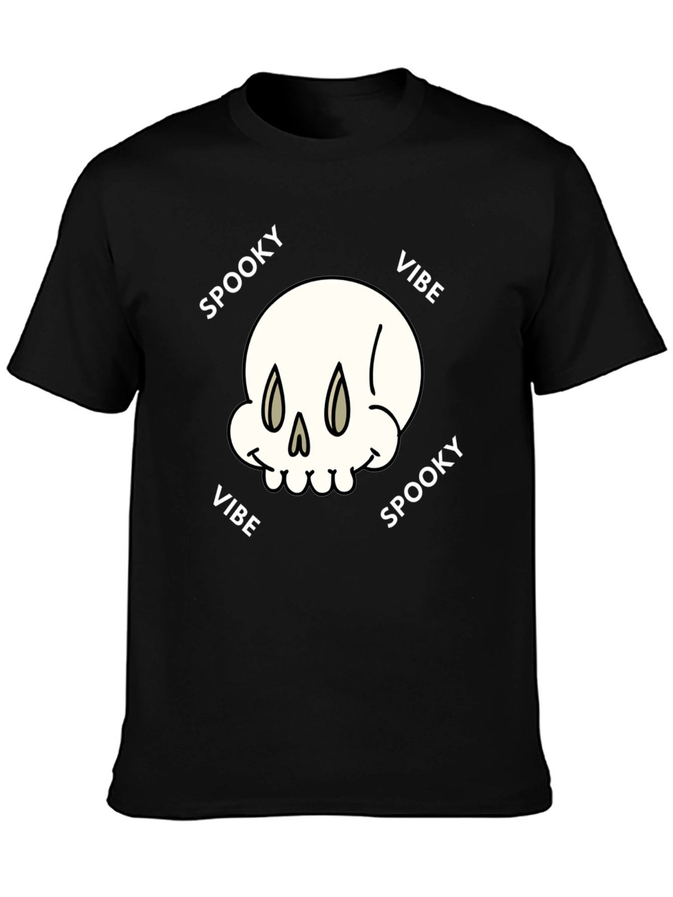 Black Spooky Vibe Graphic Tee - Skull Design view 3