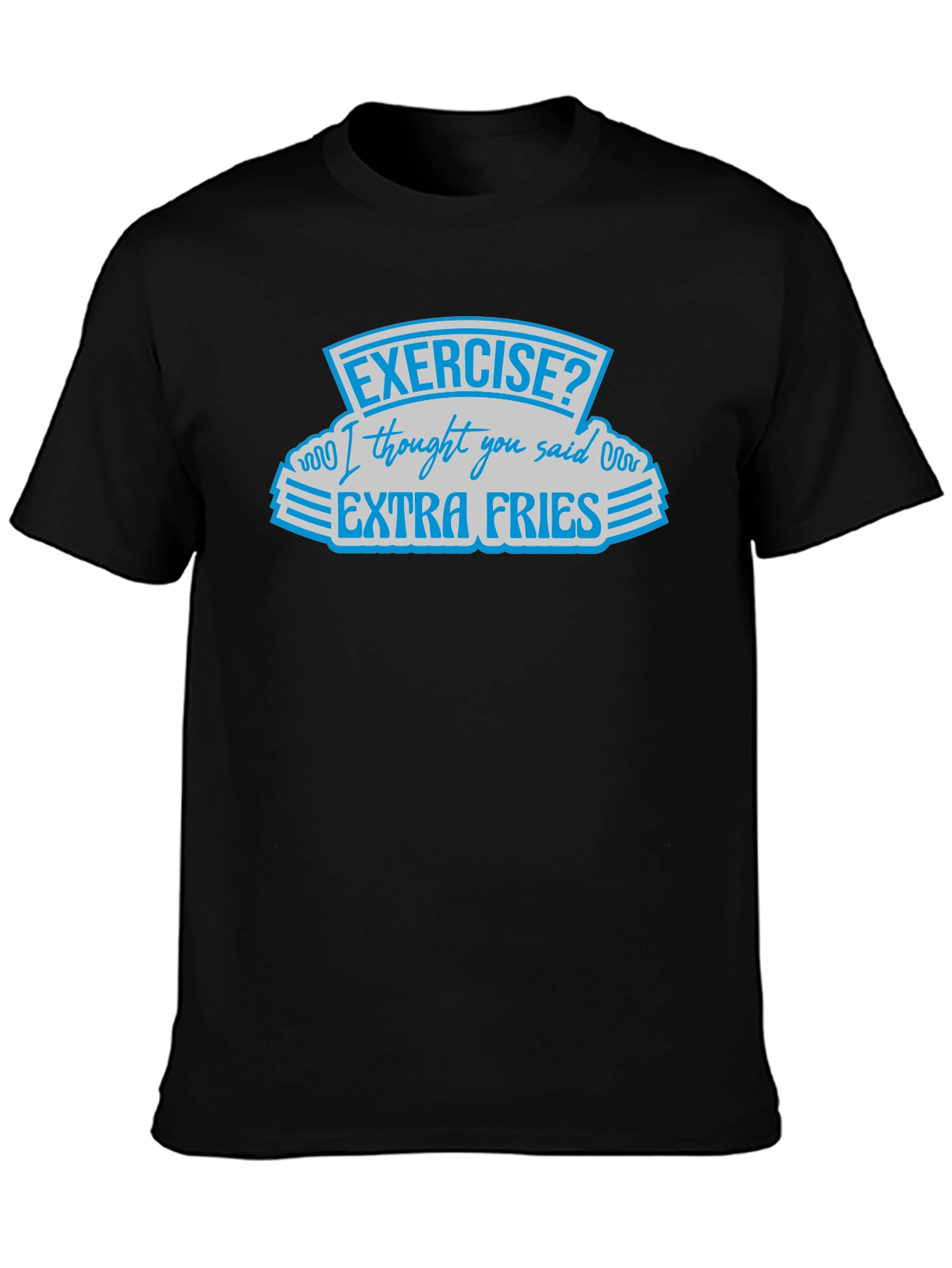 Black Exercise? Extra Fries Black Graphic Tee view 3