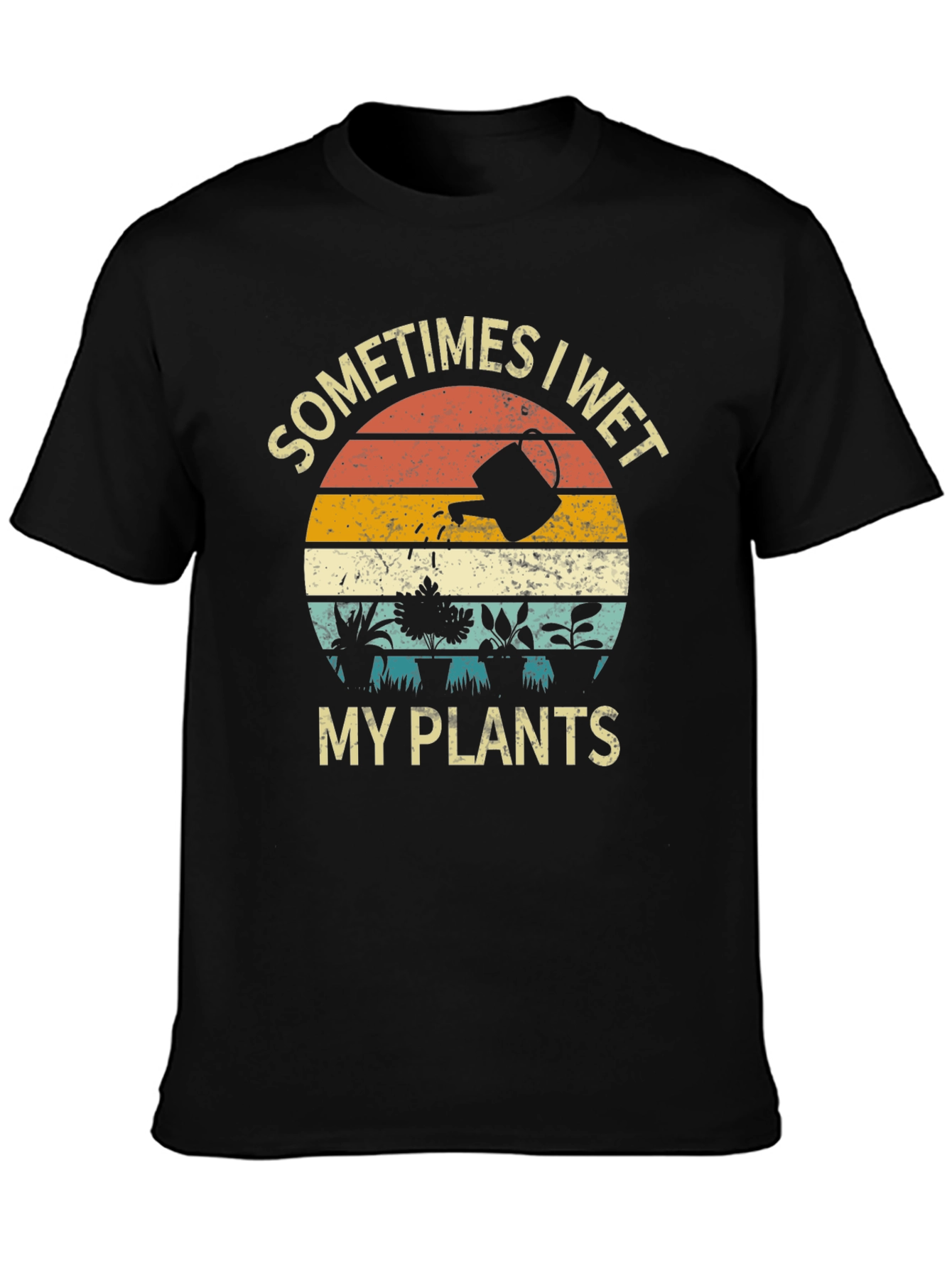 Black Funny "Sometimes I Wet My Plants" Graphic T-Shirt view 3