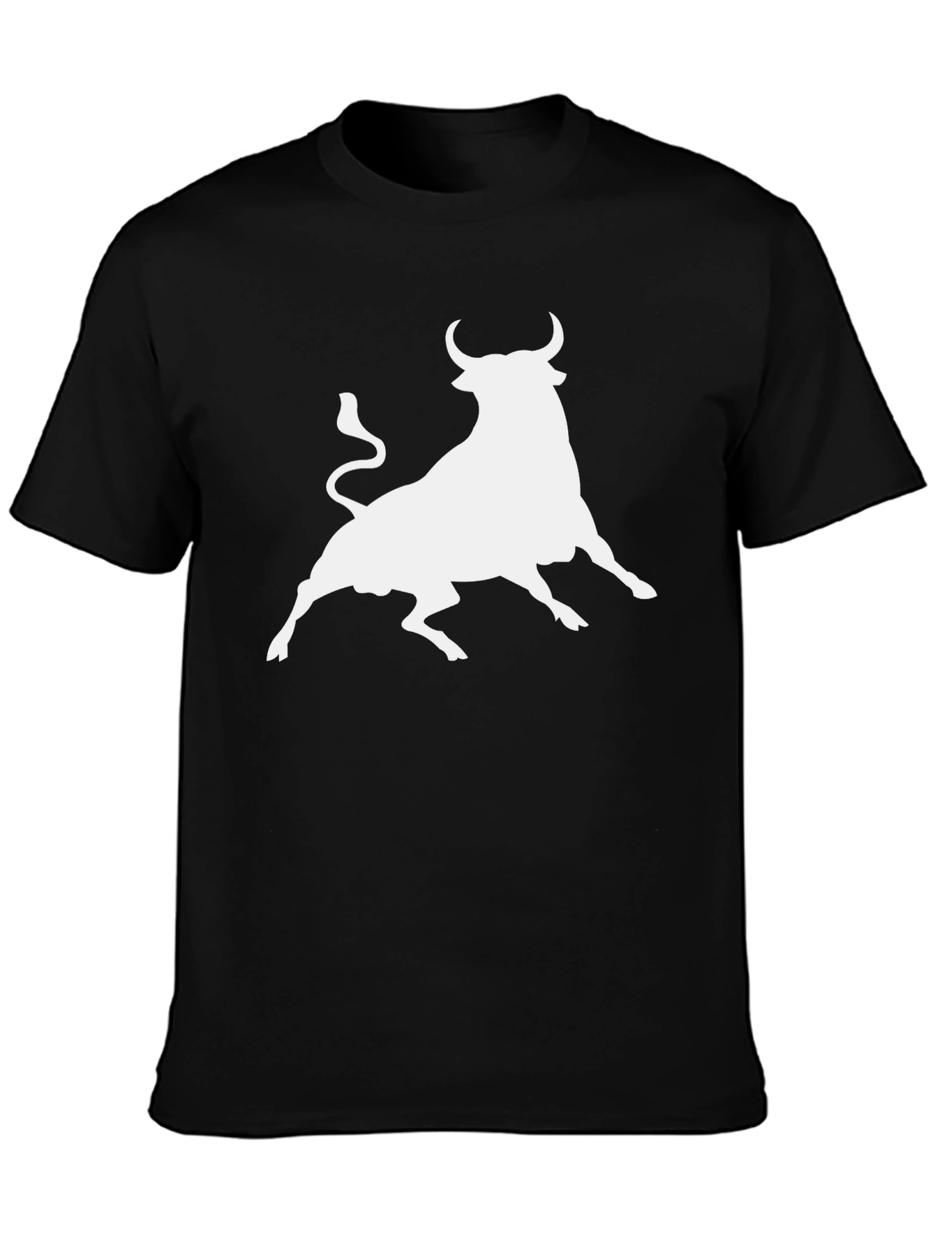 Black Black T-Shirt with White Bull Graphic view 3