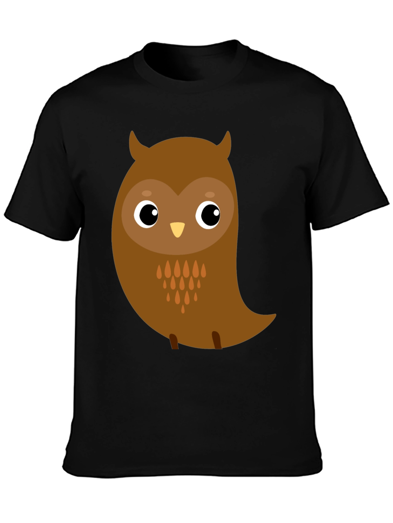 Black Cute Cartoon Owl Graphic Black T-Shirt view 3