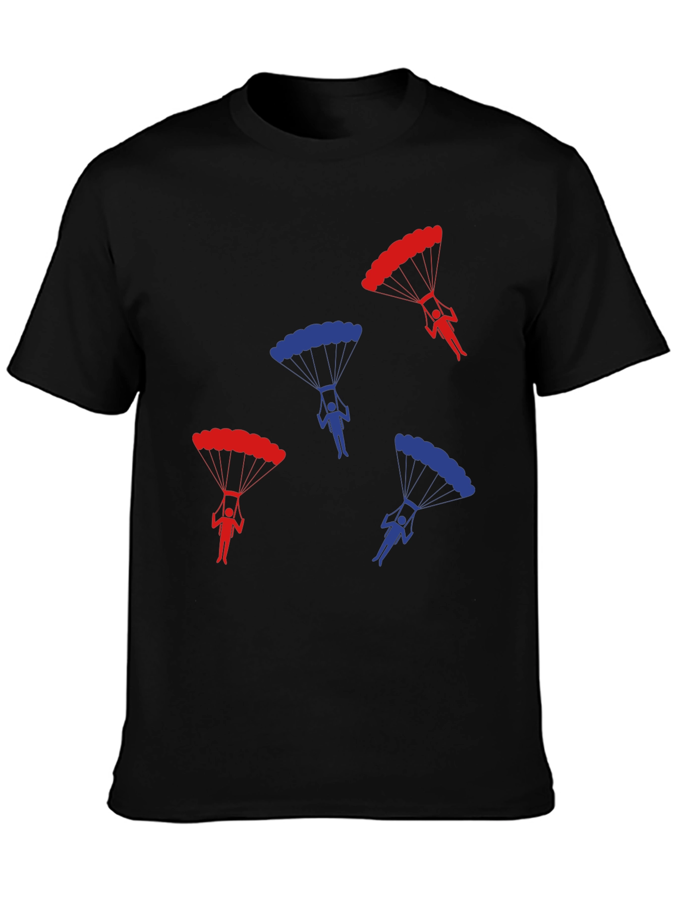 Black Parachute Design Black T-Shirt view 3