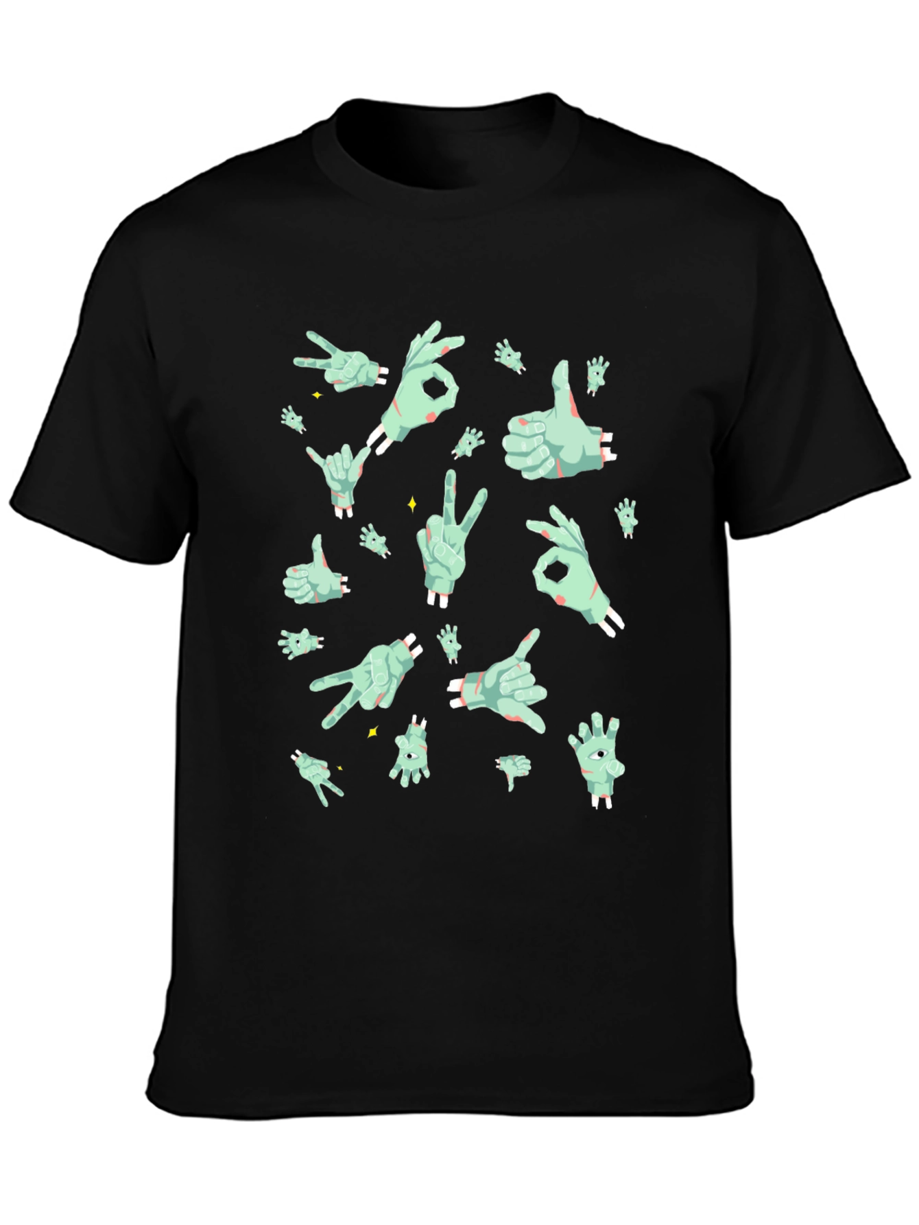 Black Zombie Hand Gesture T-Shirt - Cool Graphic Tee view 3