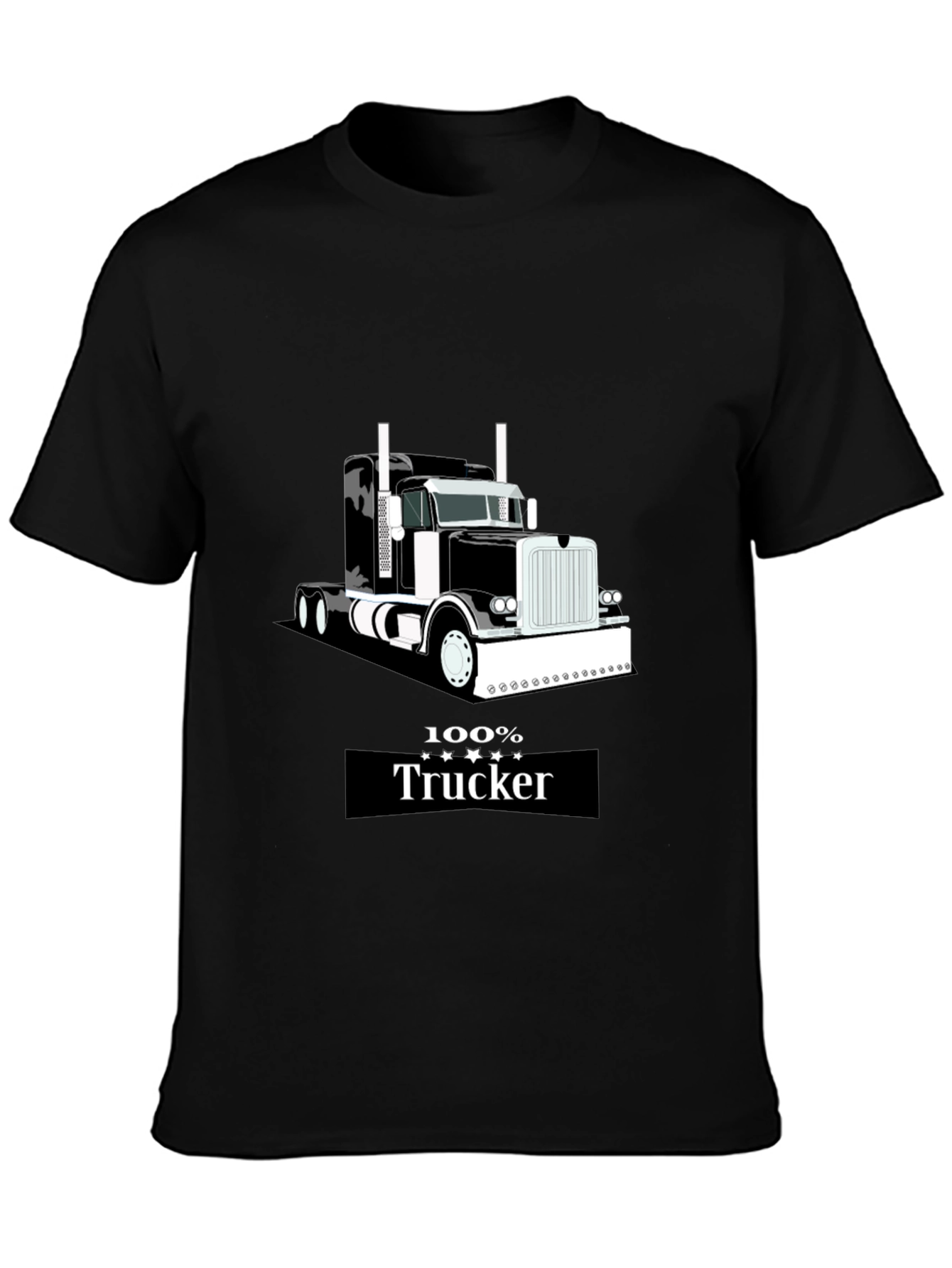 Black 100% Trucker Graphic Tee - Black Cotton Blend view 3