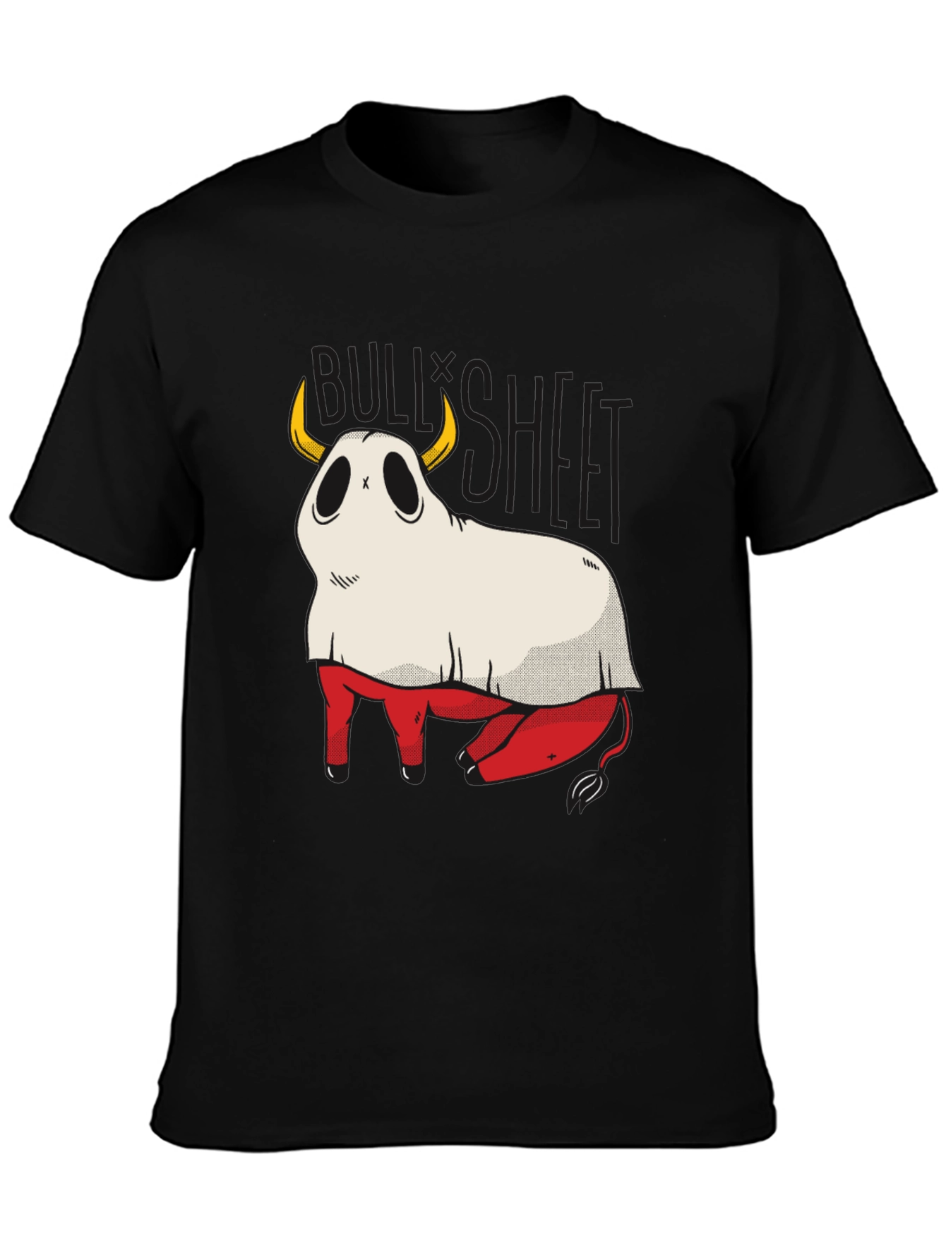 Black Bull Sheet Funny Ghost T-Shirt view 3