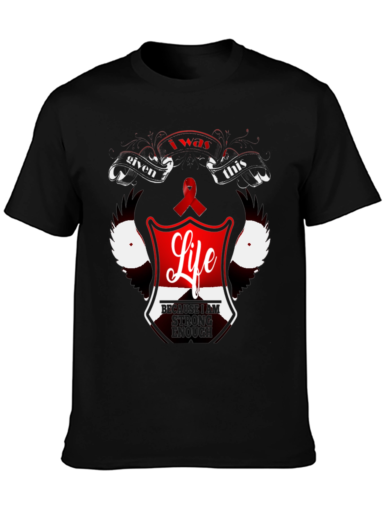 Black Inspirational "Life" Graphic Black T-Shirt view 3
