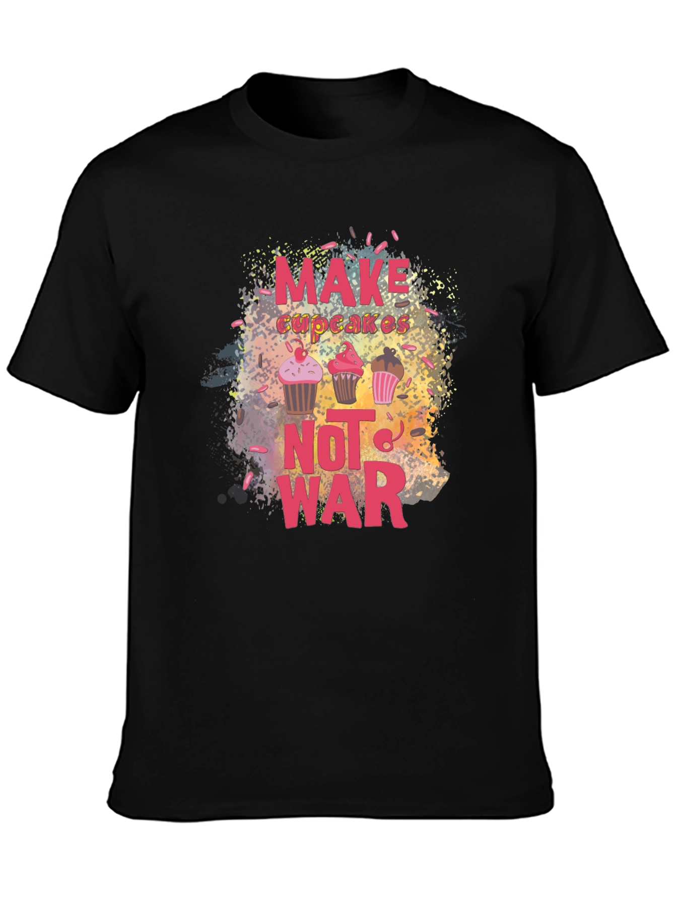 Black Make Cupcakes Not War Graphic Tee view 3