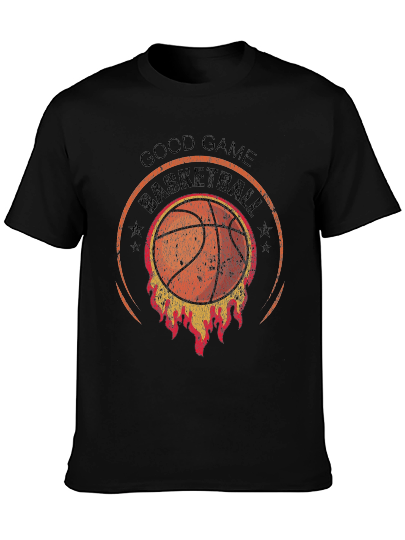 Black Good Game Basketball T-Shirt - Flaming Design view 3