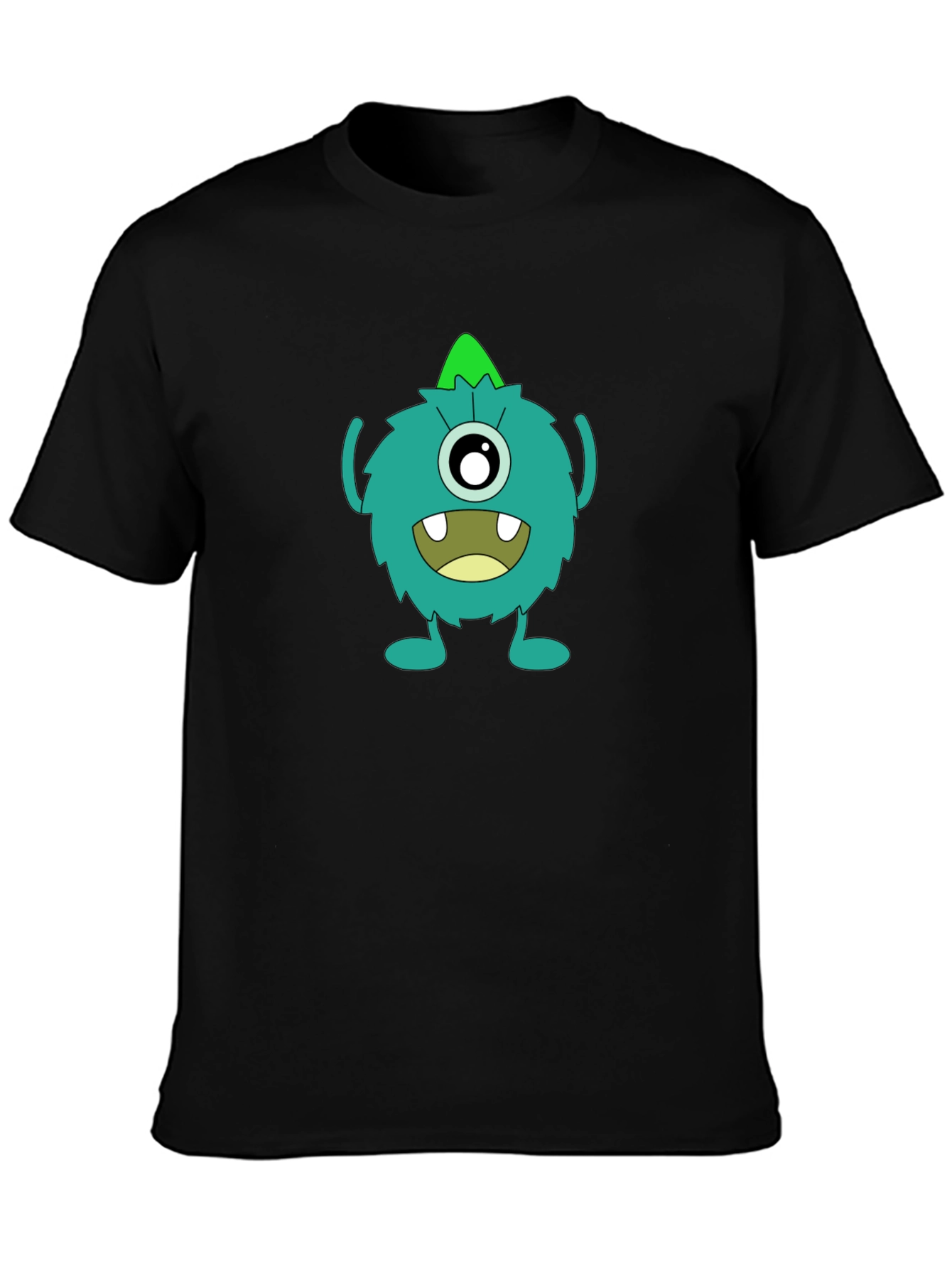 Black Monster Graphic Tee - Funny Cartoon Creature T-Shirt view 3