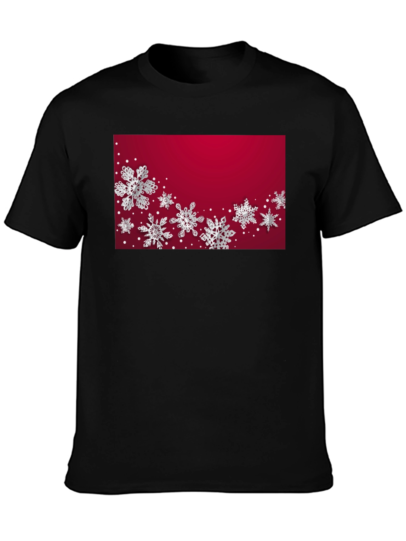 Black Winter Snowflake Graphic Tee - Stylish Holiday Apparel view 3