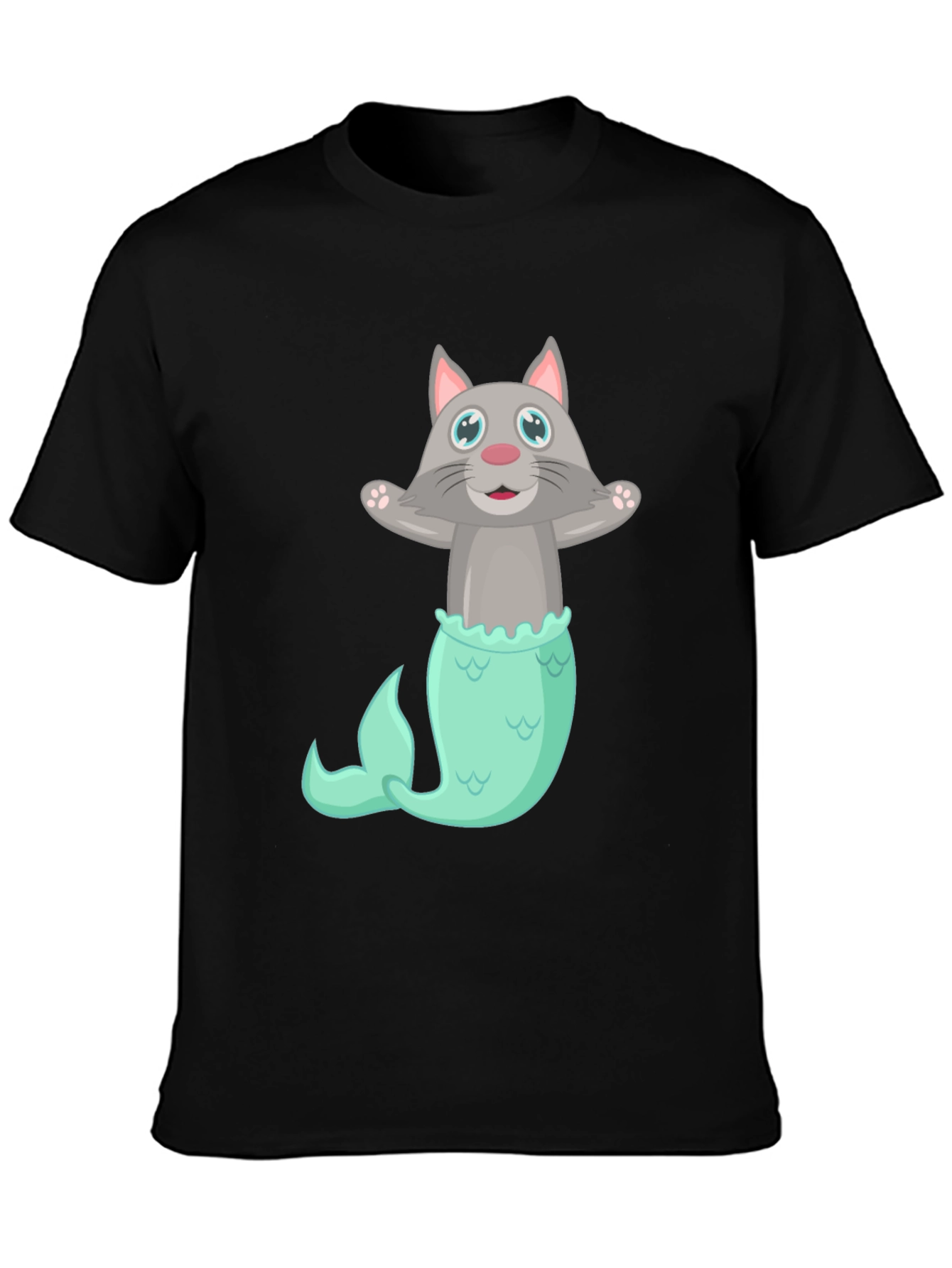 Black Cat Mermaid T-Shirt - Funny Graphic Tee view 3