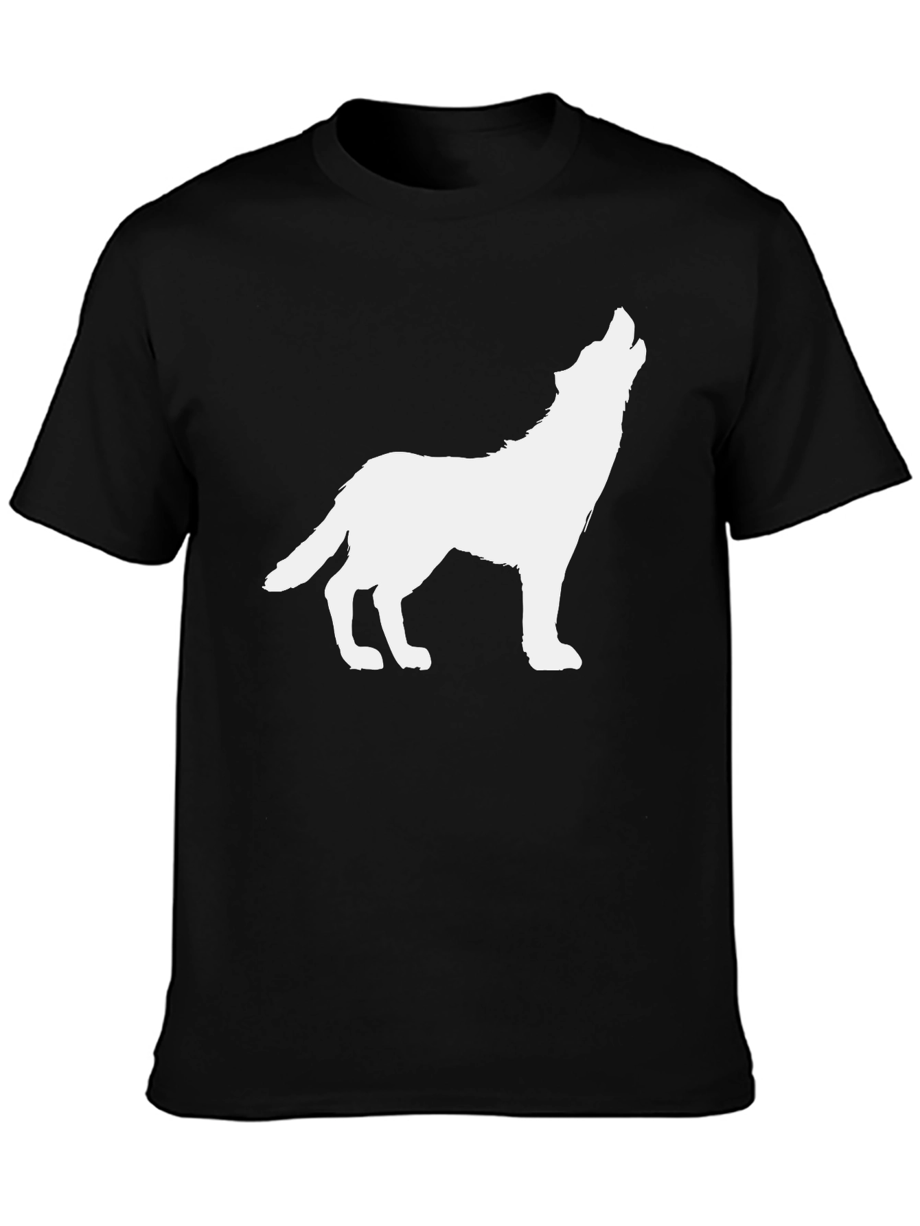 Black Wolf Howling Graphic Tee - Black Cotton Blend T-Shirt view 3