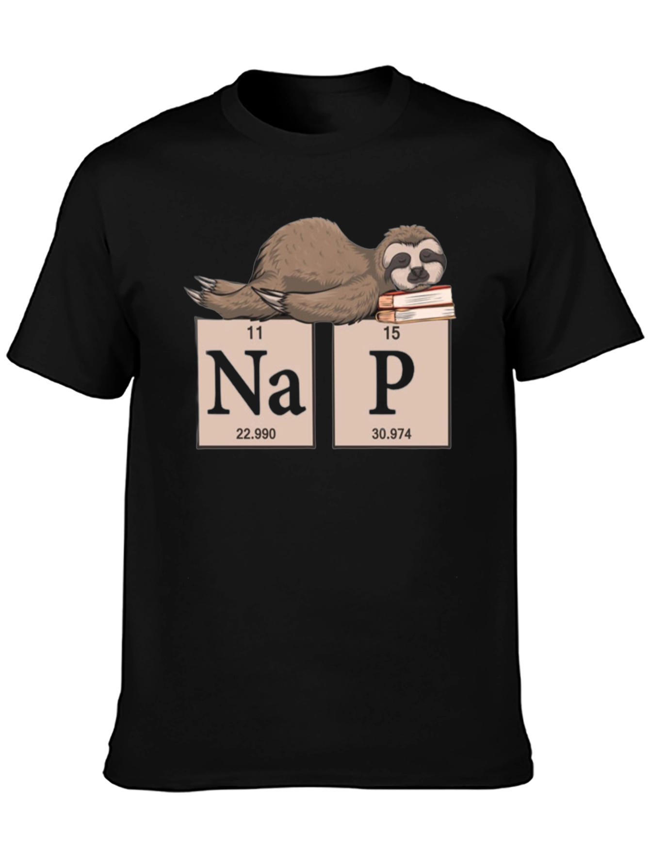 Black Nap Sloth Periodic Table T-Shirt - Chemistry Humor Tee view 3