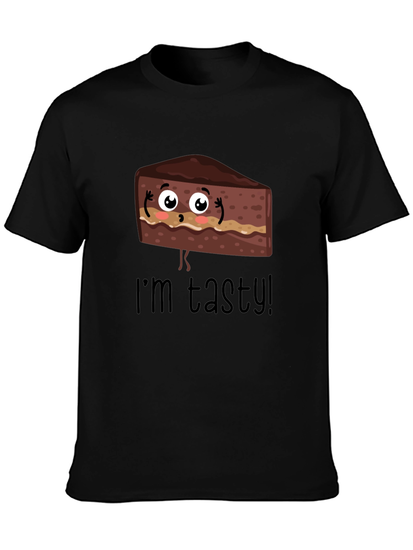 Black Tasty Cartoon Cake Graphic T-Shirt view 3