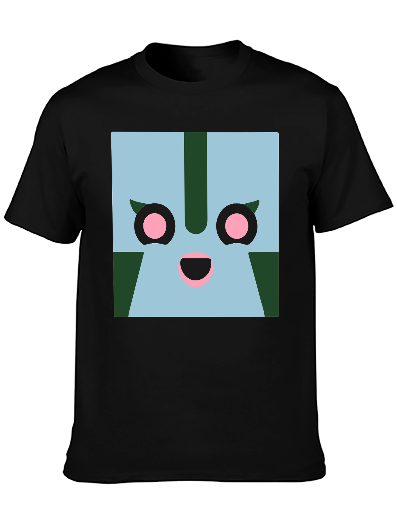 Black Geometric Character Graphic Tee - Black view 3