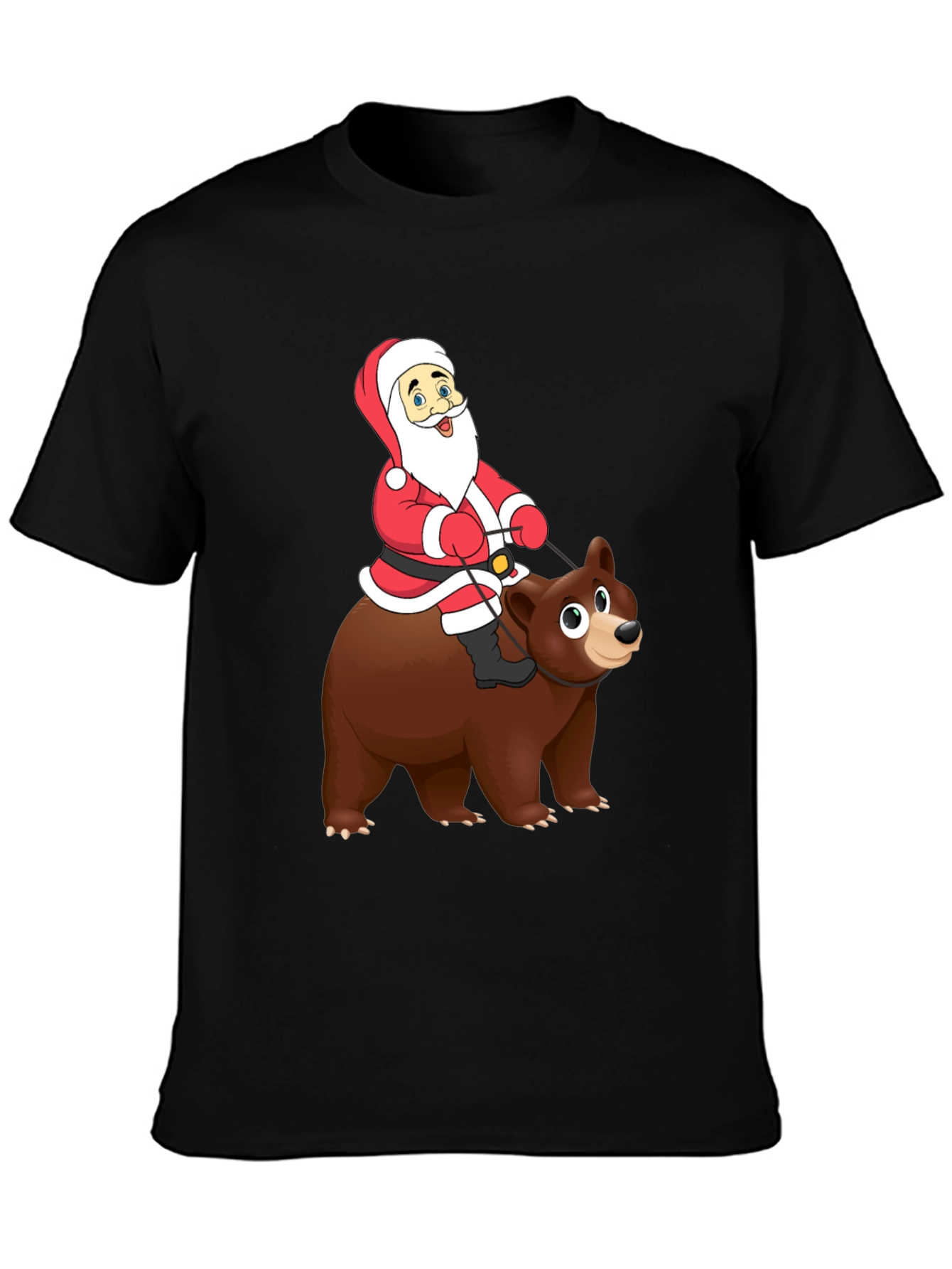 Black Santa Riding Bear Graphic Tee - Holiday Cheer! view 3