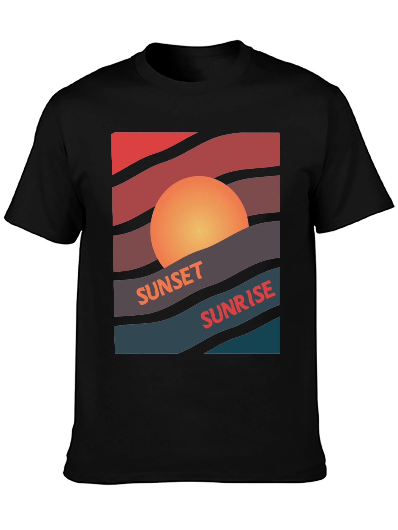 Black Sunset Sunrise Graphic Tee - Retro Style view 3
