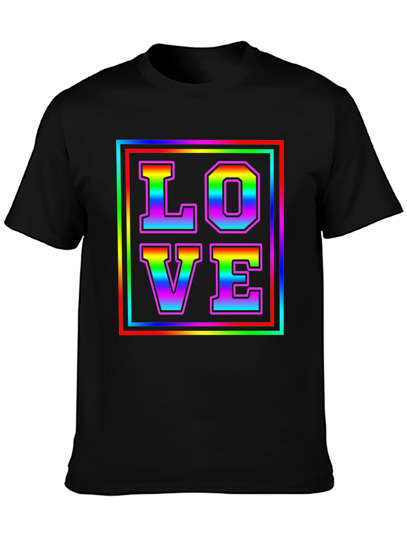 Black Rainbow LOVE Graphic Tee - Pride Month T-Shirt view 3