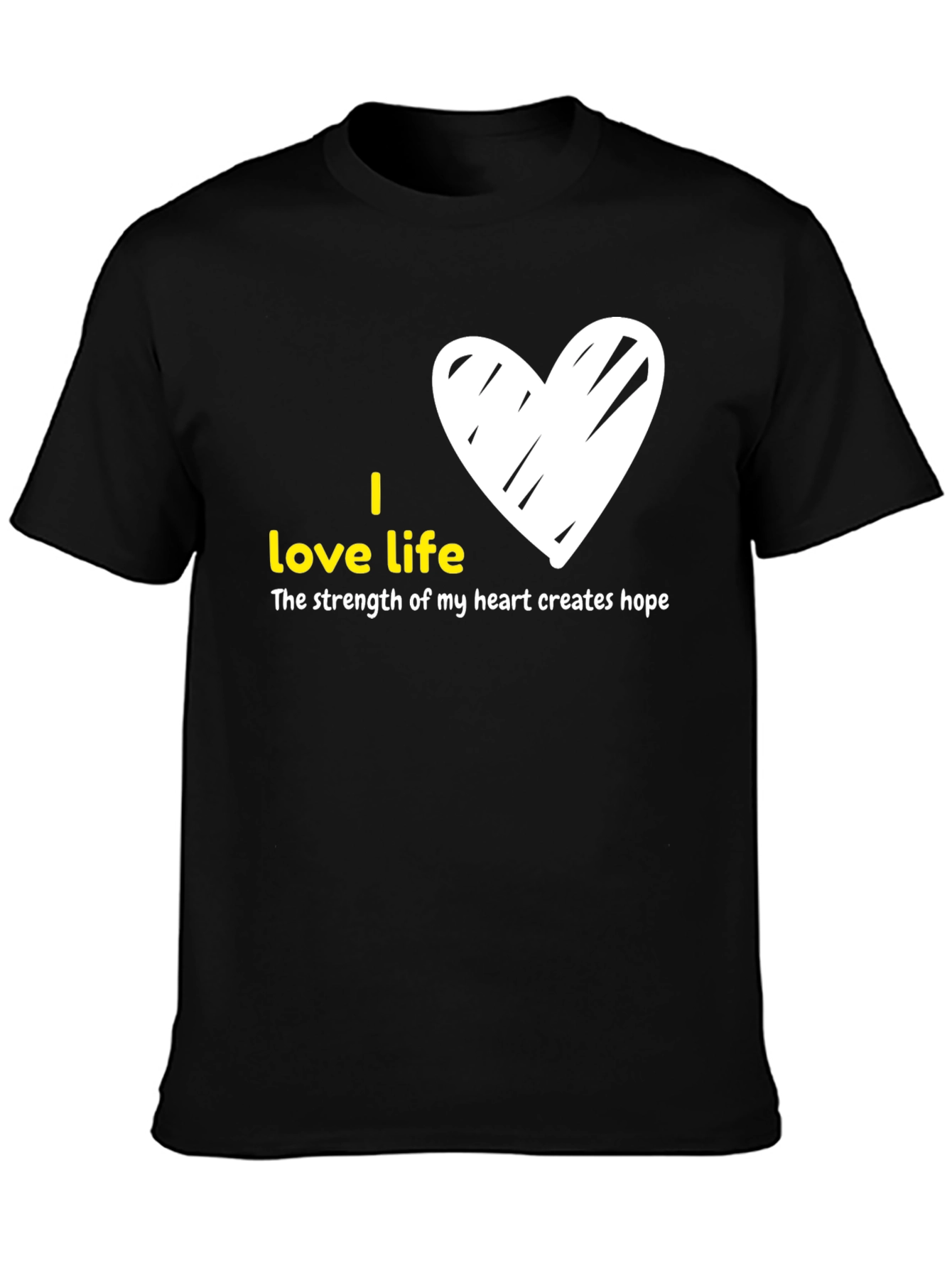 Black I Love Life Graphic Tee - Heart Design view 3