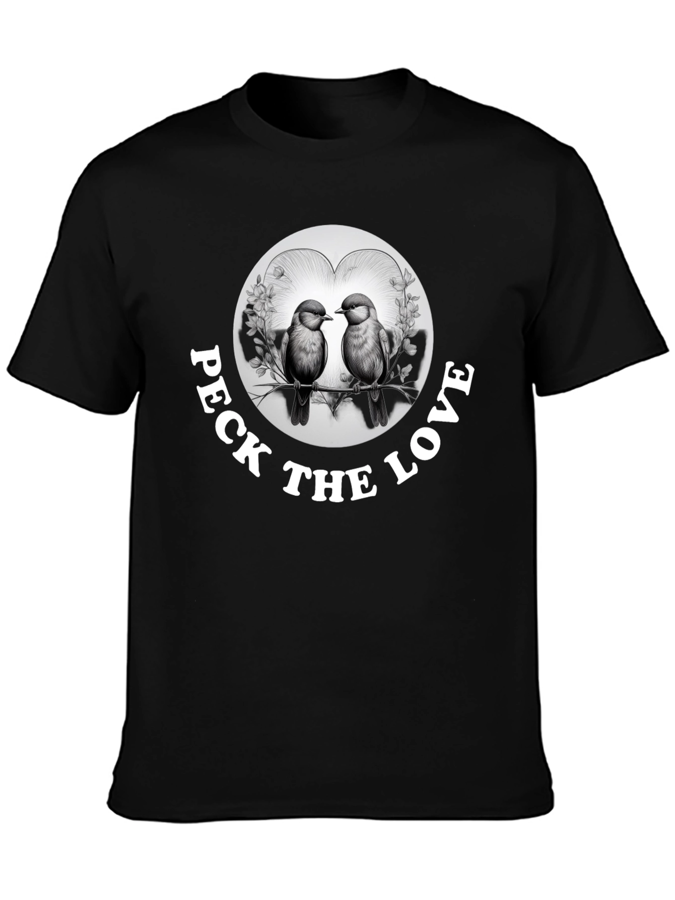 Black Peck the Love Graphic Tee - Bird Lover's Gift view 3