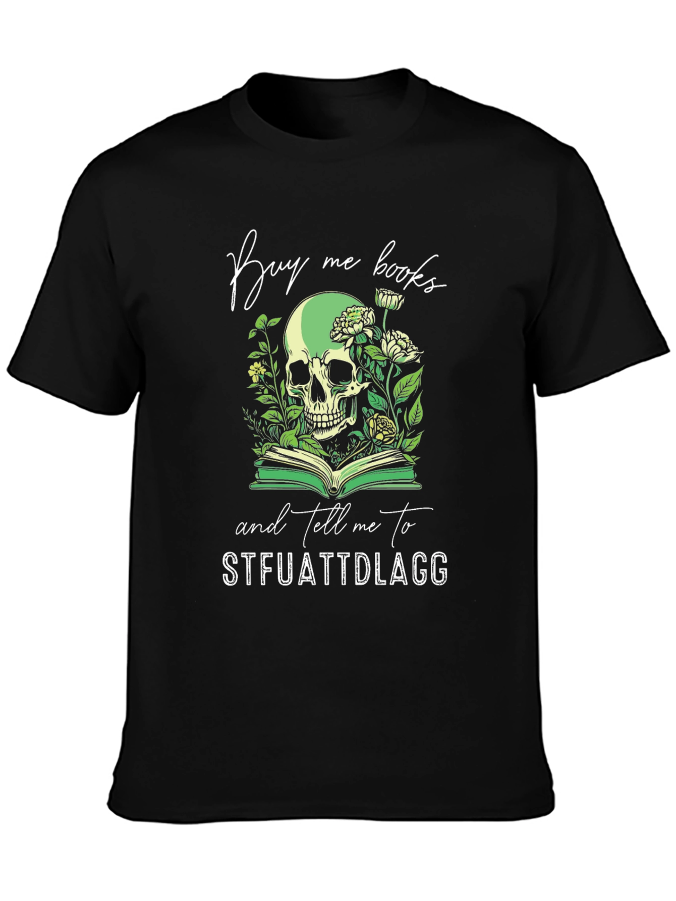 Black Buy Me Books Skull Graphic Tee view 3