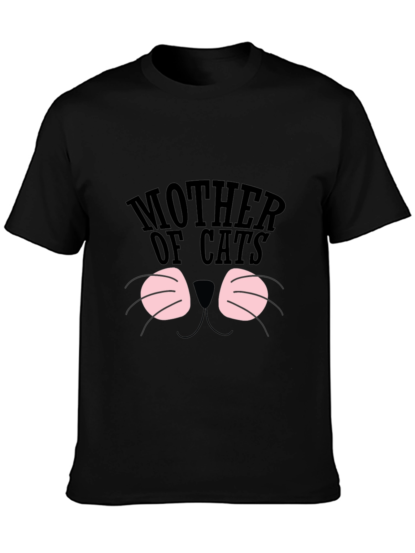 Black Mother of Cats T-Shirt, Cute Cat Face Tee view 3