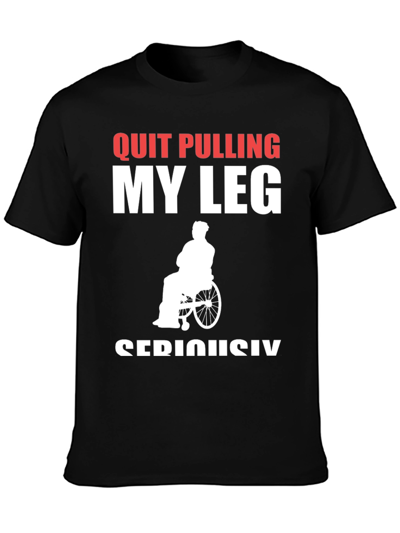 Black Quit Pulling My Leg T-Shirt view 3