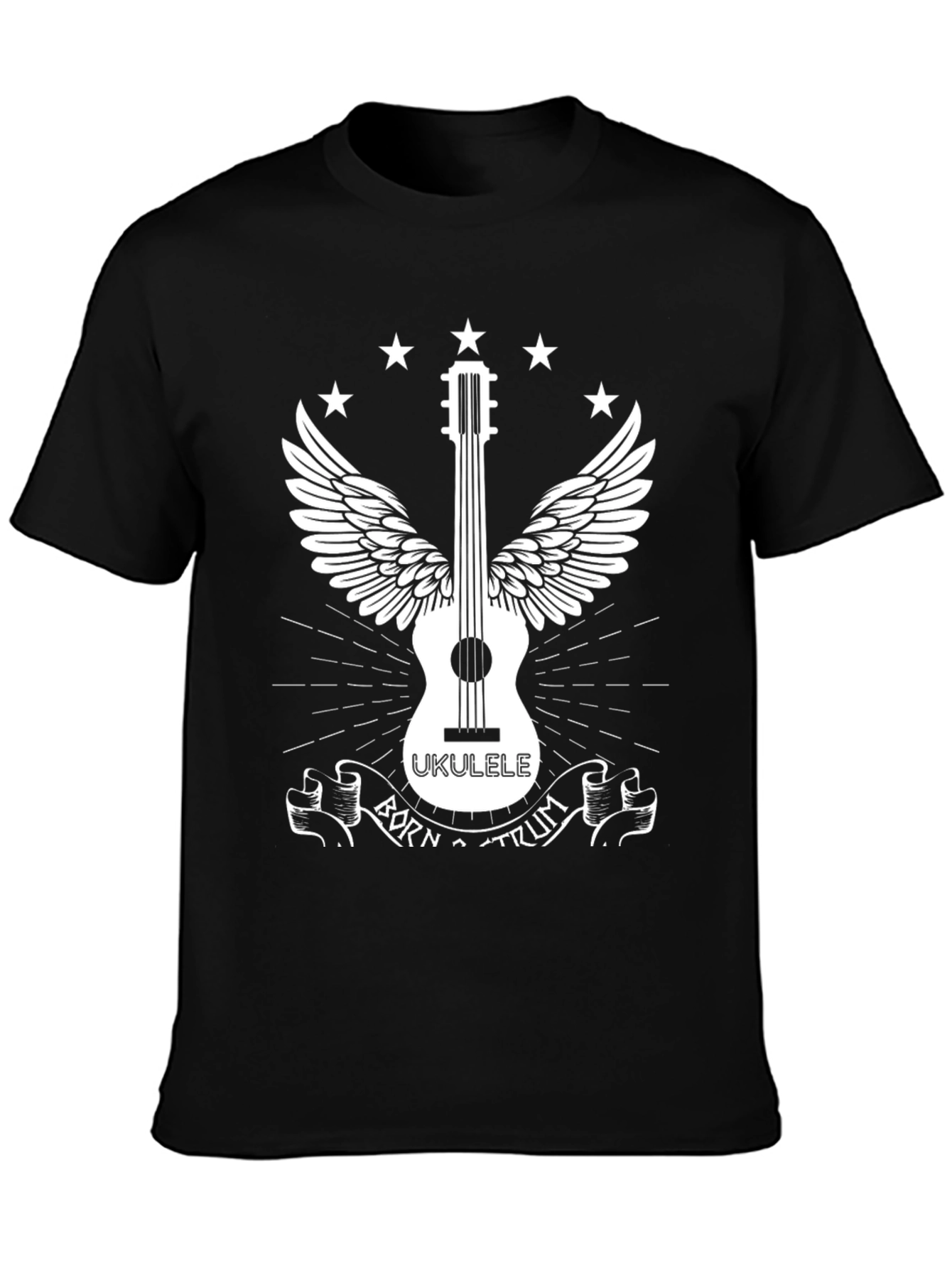Black Born to Strum Ukulele Graphic Tee view 3