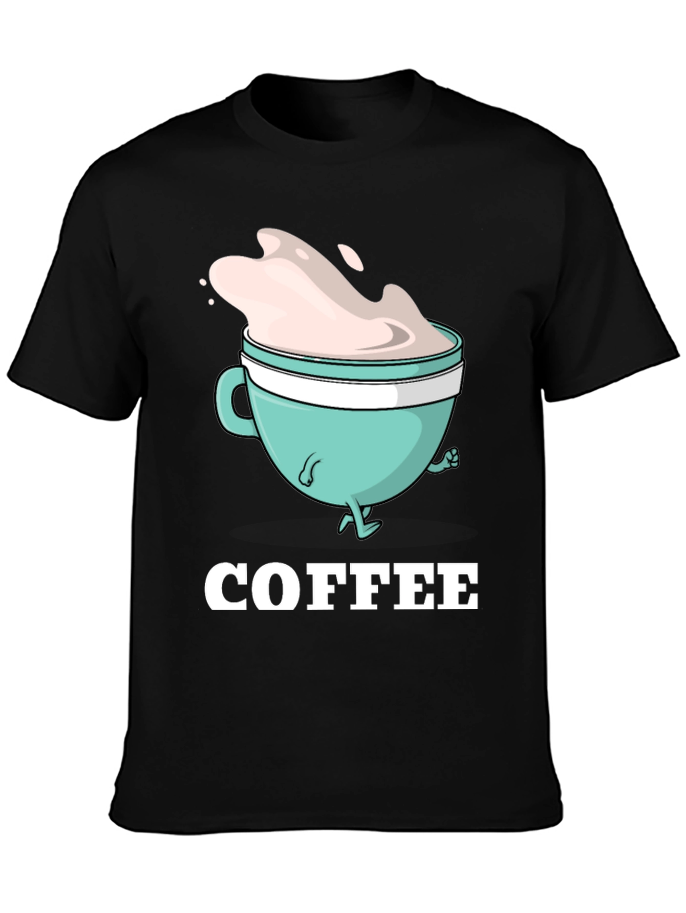 Black Coffee Cartoon Graphic T-Shirt view 3