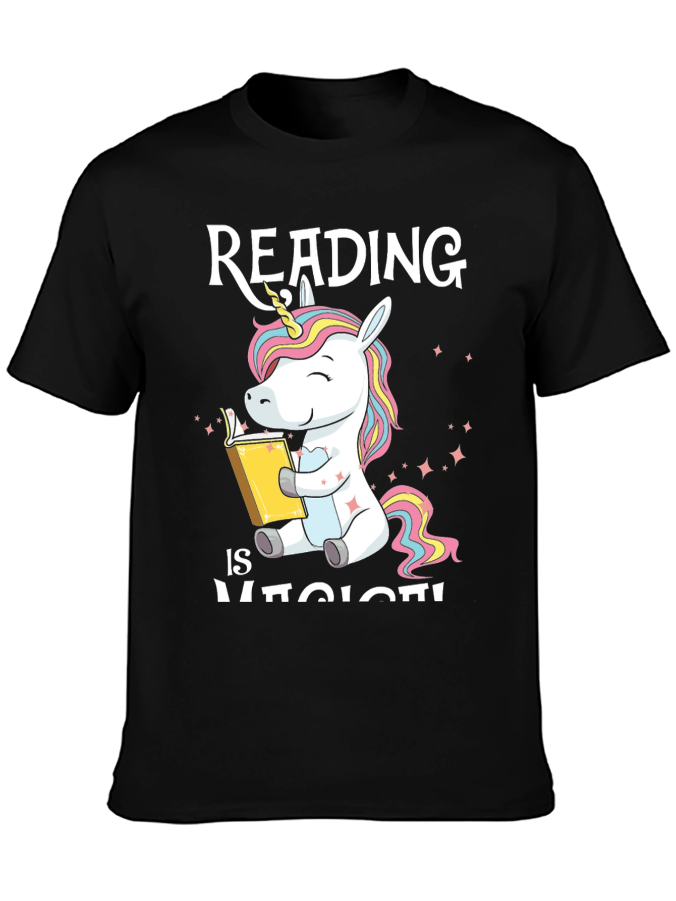 Black Unicorn Reading T-Shirt: Magical Book Lover Tee view 3