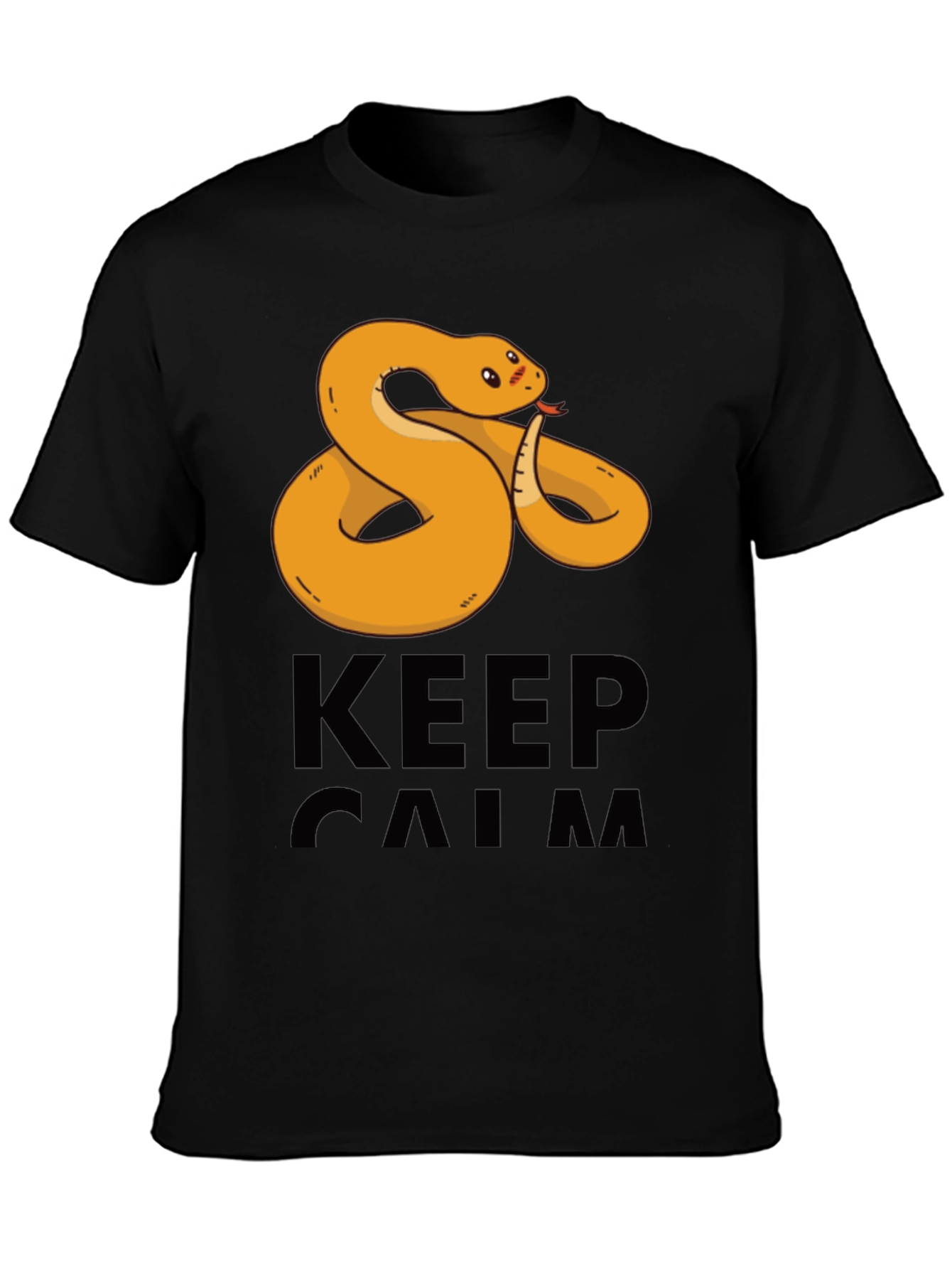 Black Funny Snake Keep Calm Men's T-Shirt view 3