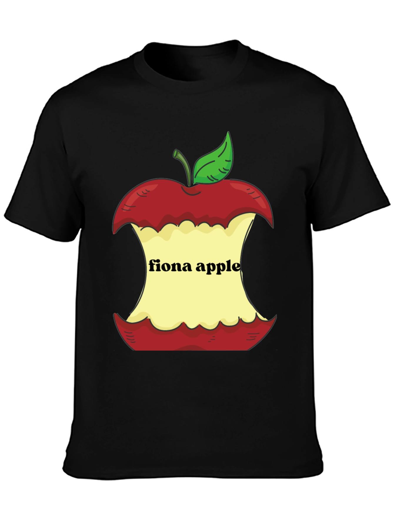 Black Fiona Apple Core Graphic Tee - Black Cotton Casual view 3