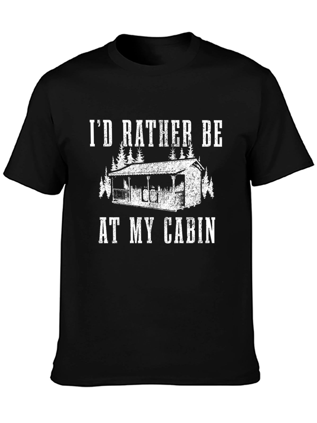 Black Cabin T-Shirt: I'd Rather Be At My Cabin Tee view 3