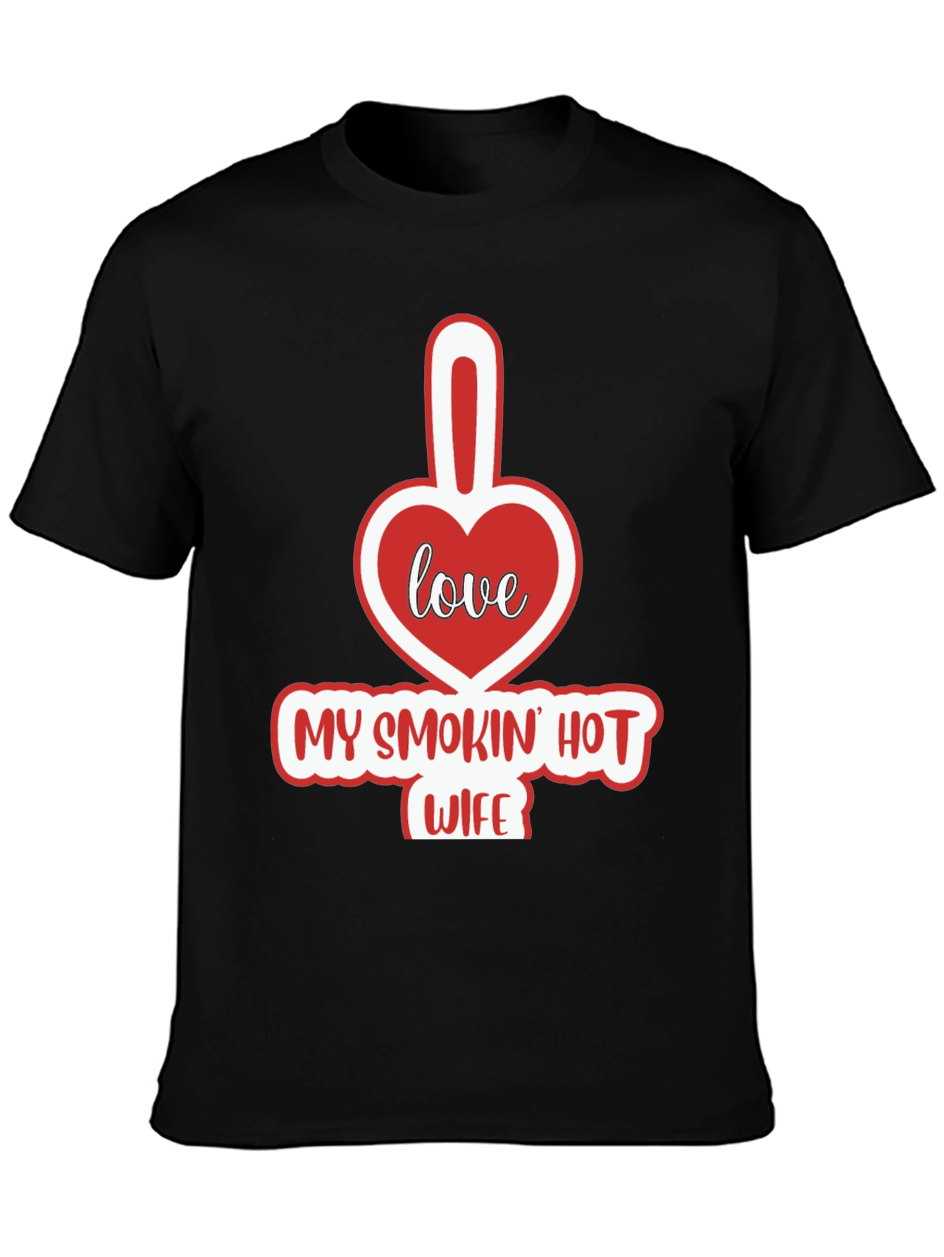 Black Funny "My Smokin' Hot Wife" Graphic T-Shirt view 3