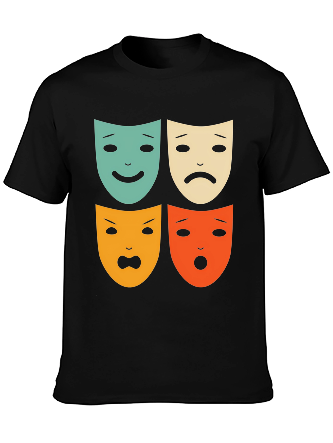 Black Drama Masks Graphic Tee - Unisex Soft Cotton T-Shirt view 3