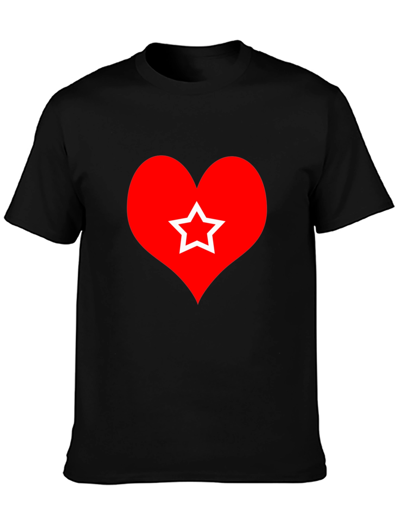 Black Heart Star Graphic Tee - Black Cotton T-Shirt view 3