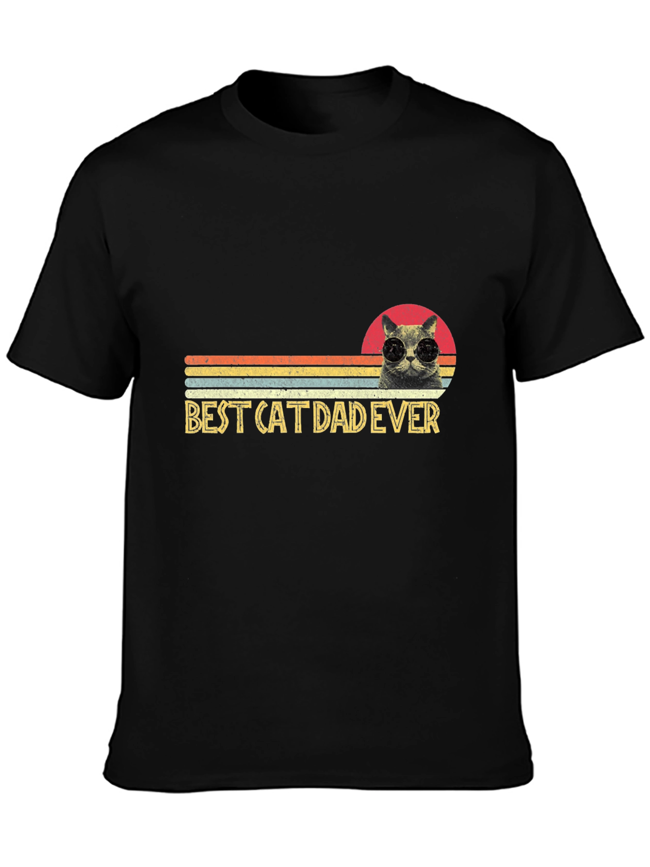 Black Best Cat Dad Ever T-Shirt - Funny Cat Lover Tee view 3