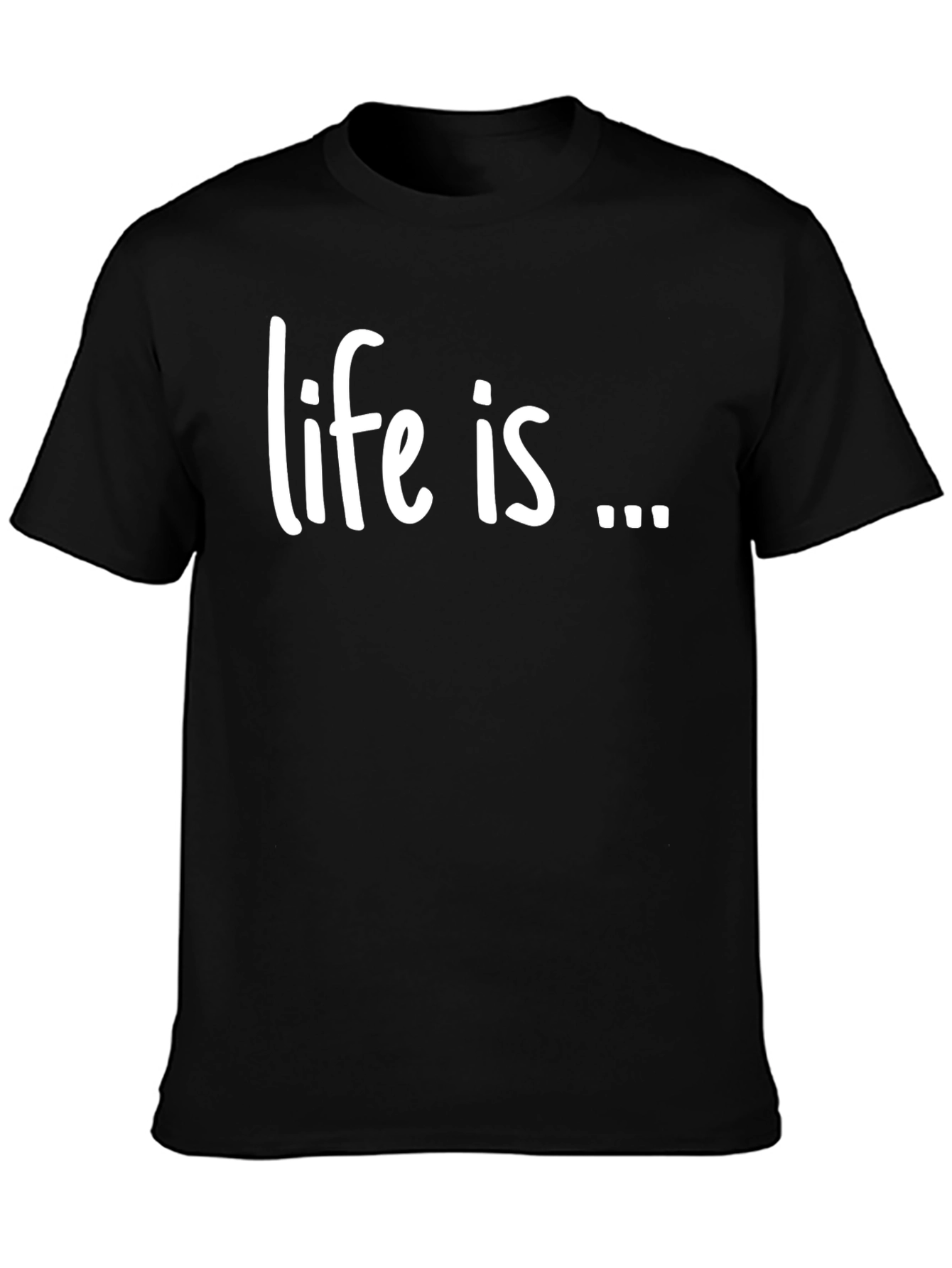 Black Life Is T-Shirt - Trendy Black Crew Neck Tee view 3