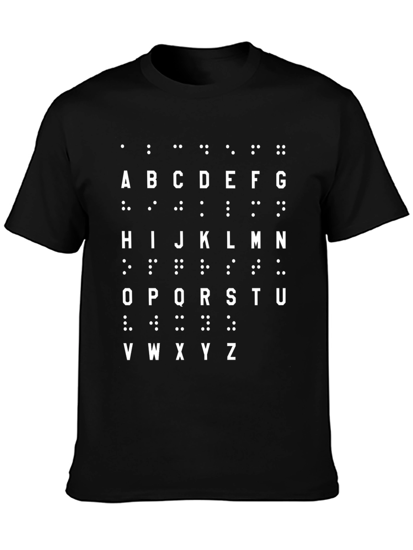 Black Braille Alphabet T-Shirt - Black, Unisex view 3