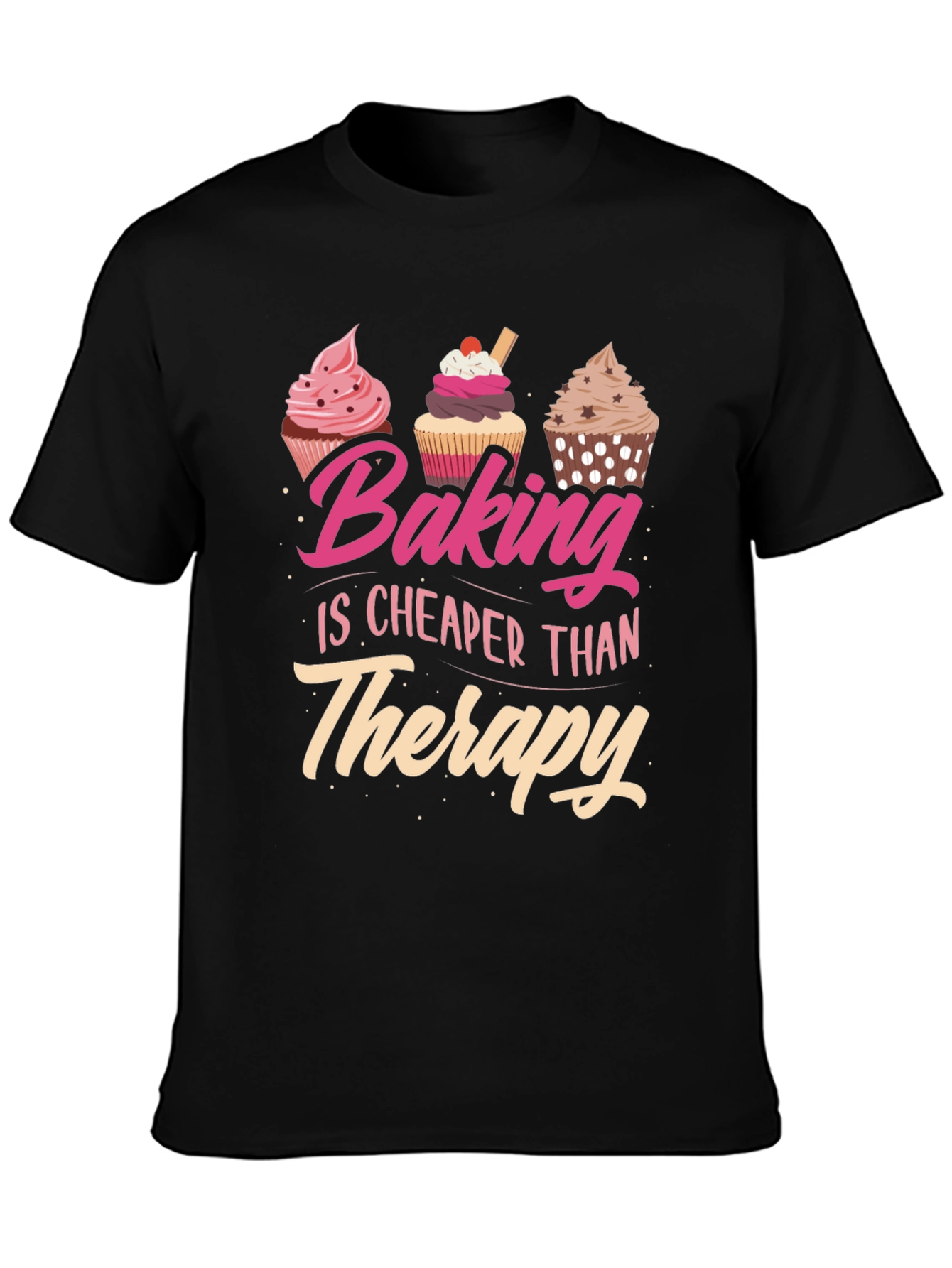 Black Baking is Cheaper Than Therapy T-Shirt view 3