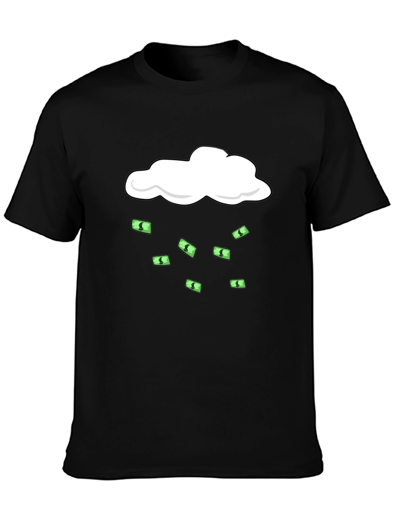 Black Money Rain T-Shirt - Black Graphic Tee view 3
