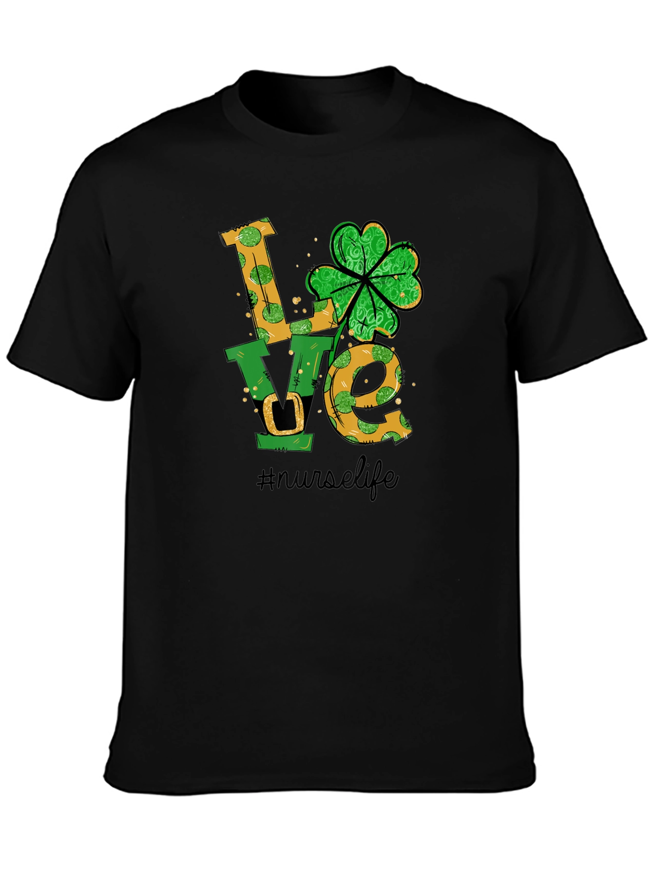 Black Nurse Life St. Patrick's Day T-Shirt view 3