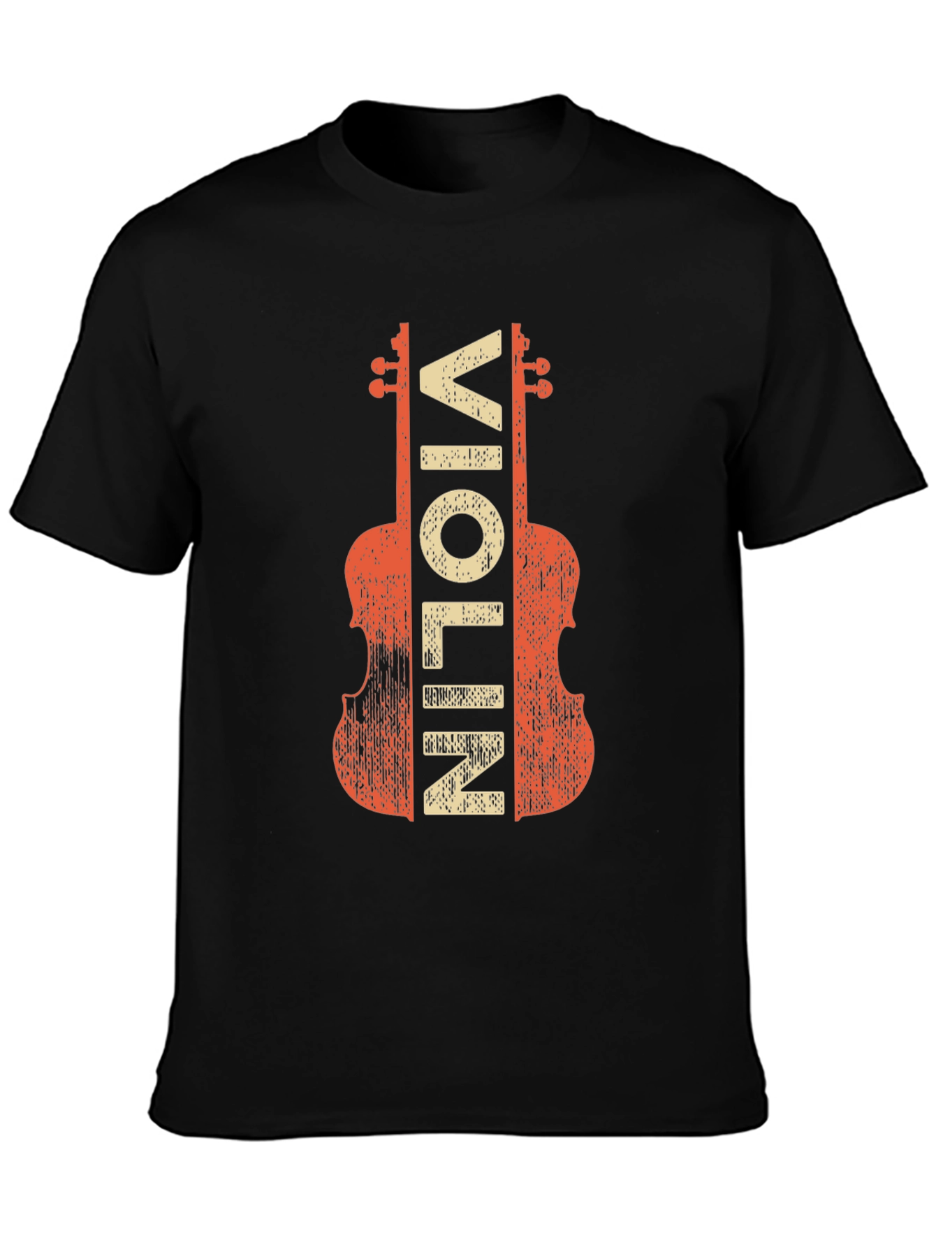 Black Vintage Violin Graphic Tee - Musician T-Shirt view 3