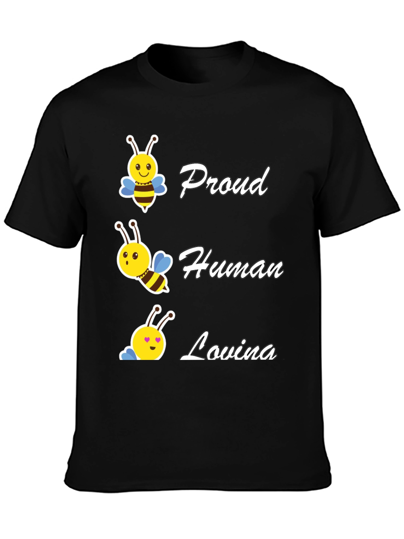 Black Proud Human Bee Loving T-Shirt view 3