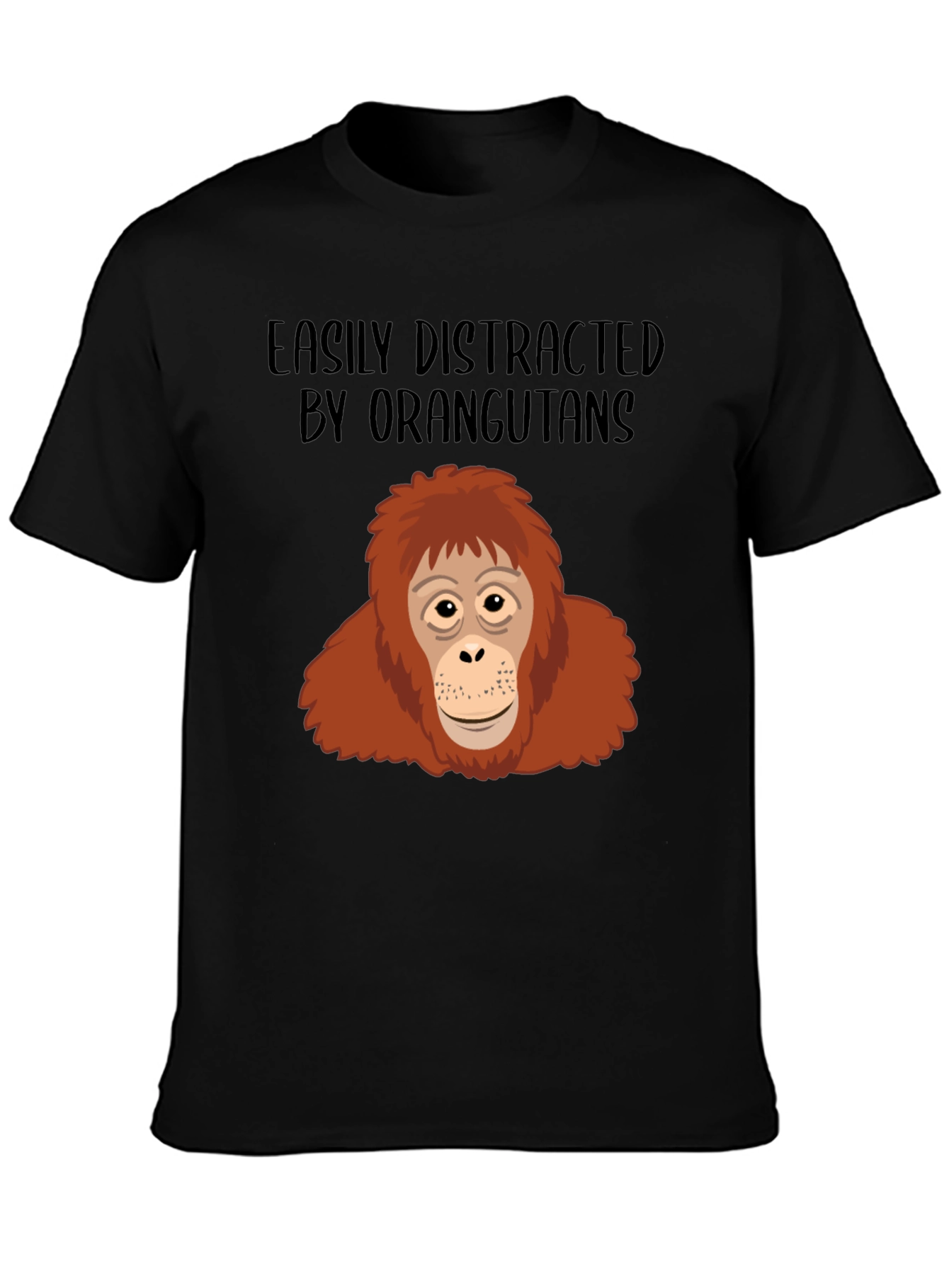 Black Easily Distracted by Orangutans T-Shirt view 3