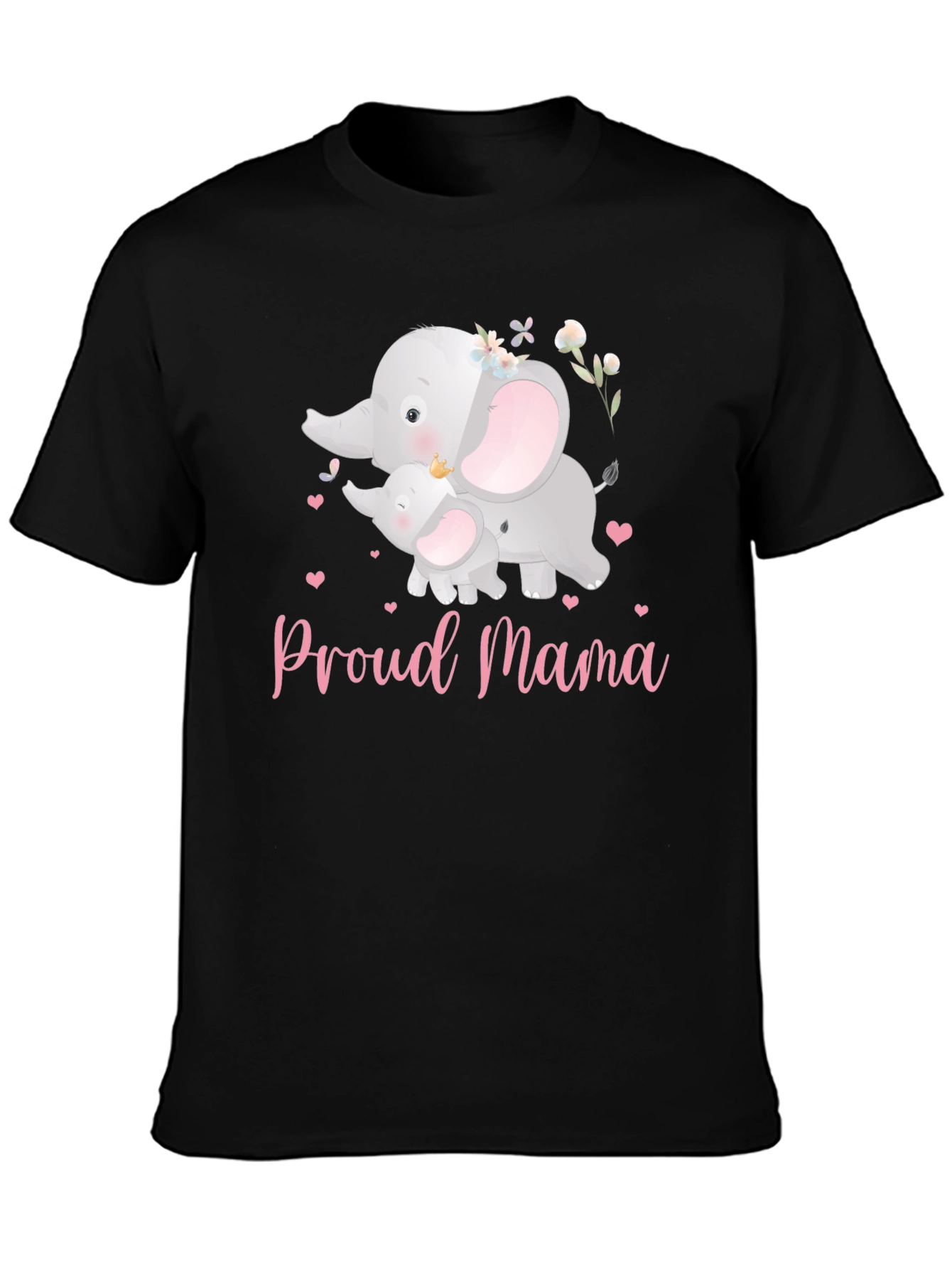 Black Proud Mama Elephant T-Shirt view 3