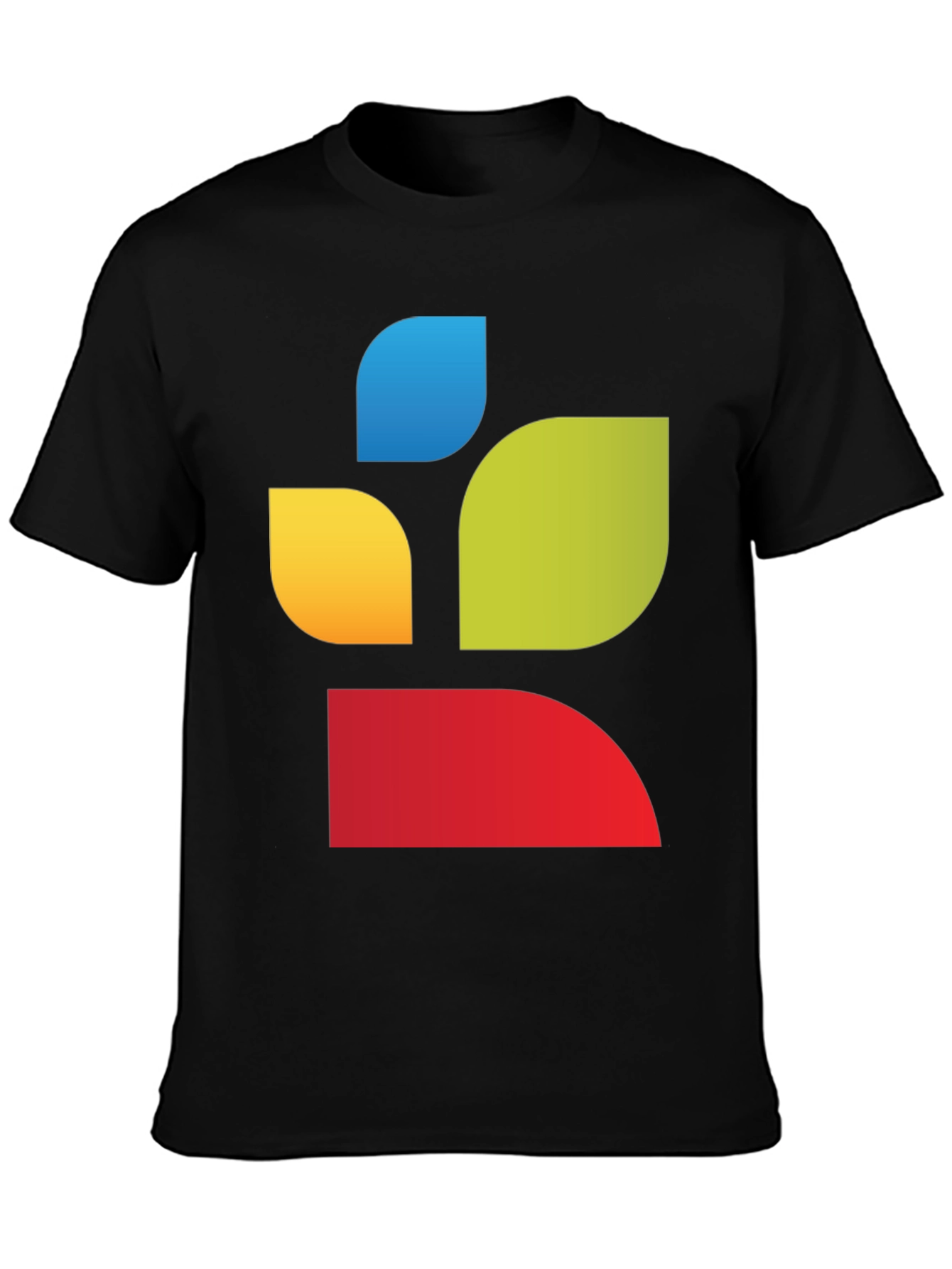 Black Abstract Leaf Design Black T-Shirt view 3