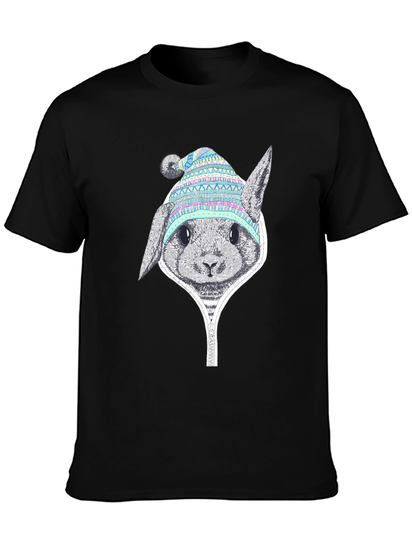 Rabbit Hat Graphic Tee - Soft Cotton Casual Wear - 3