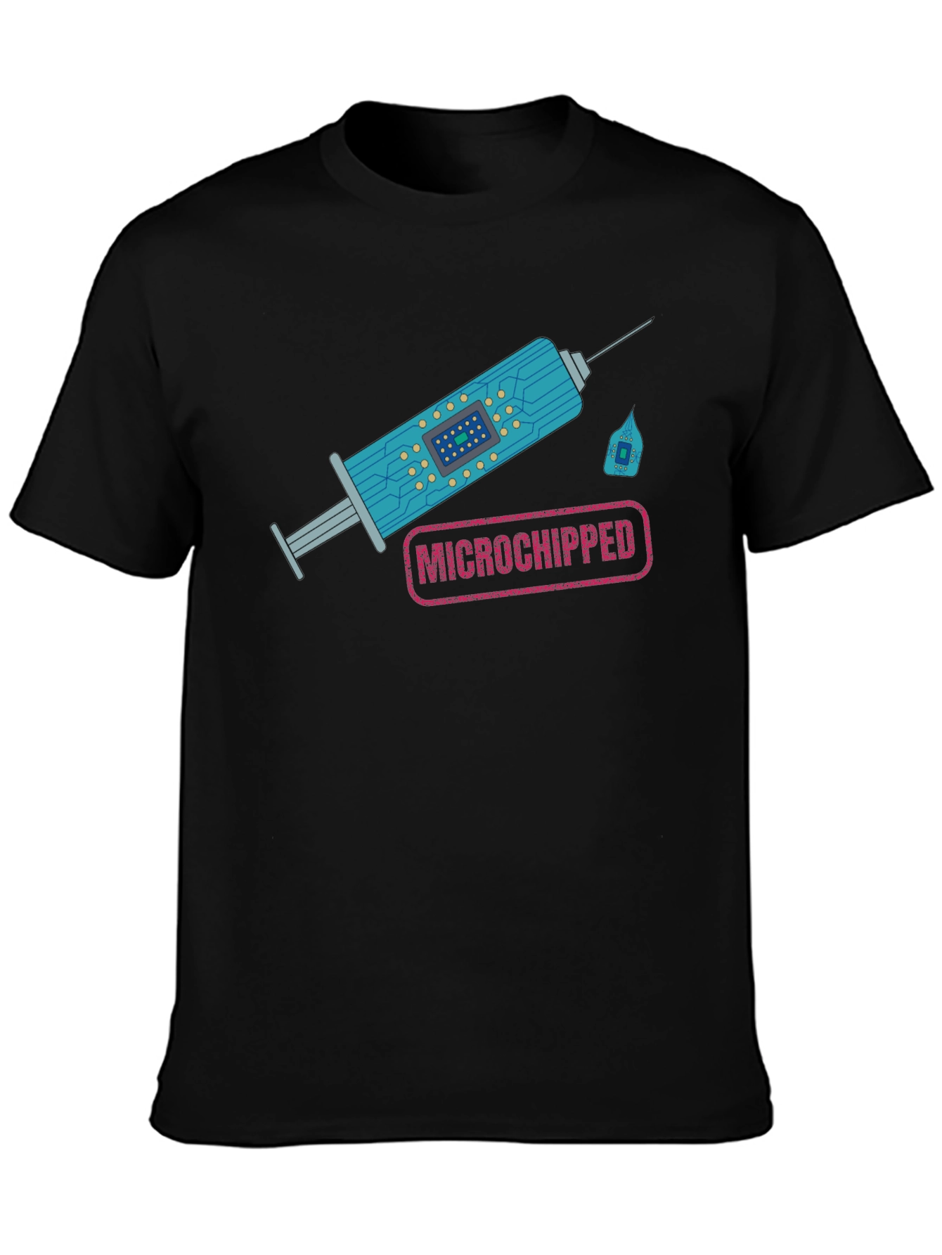 Black Microchipped Syringe Graphic Tee - Black T-Shirt view 3