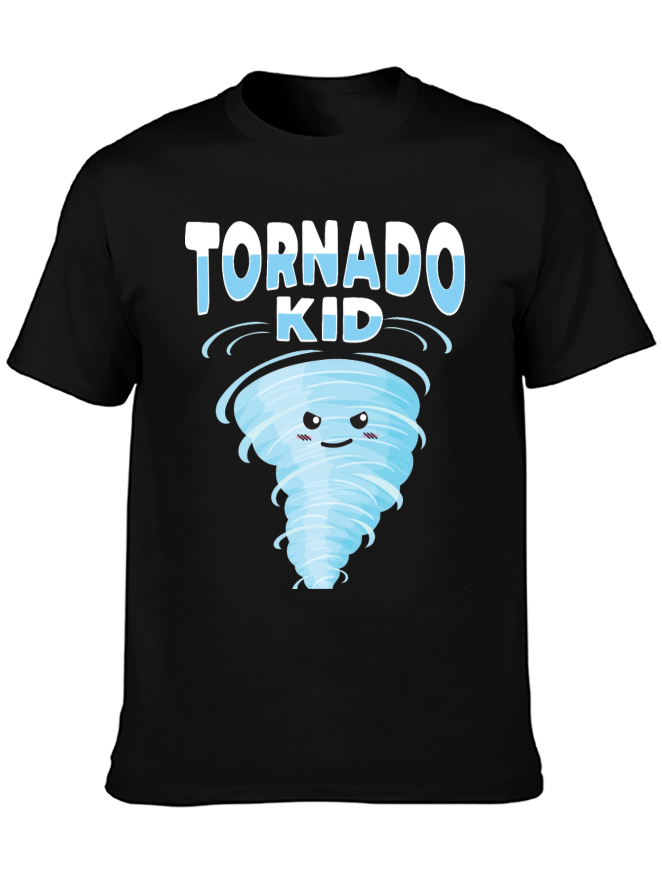 Black Tornado Kid Graphic T-Shirt - Weather Cartoon Tee view 3